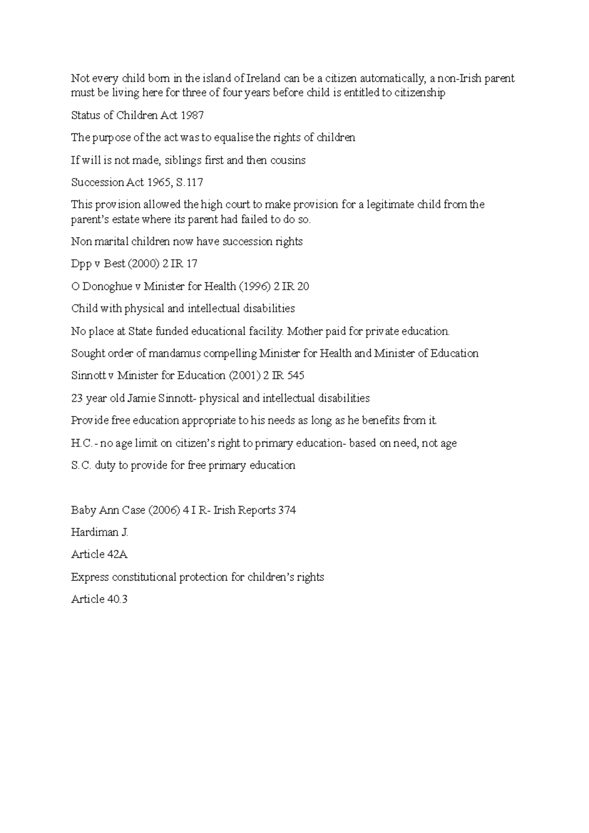 Child Law - Notes from Anne's class. - Not every child born in the ...