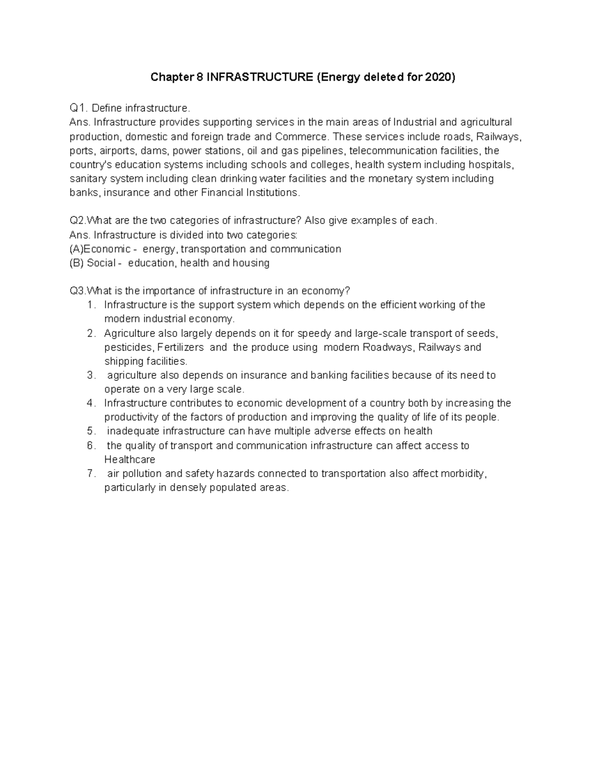8 IED - Notes by Mr. Jeevan Manoj - Chapter 8 INFRASTRUCTURE (Energy ...