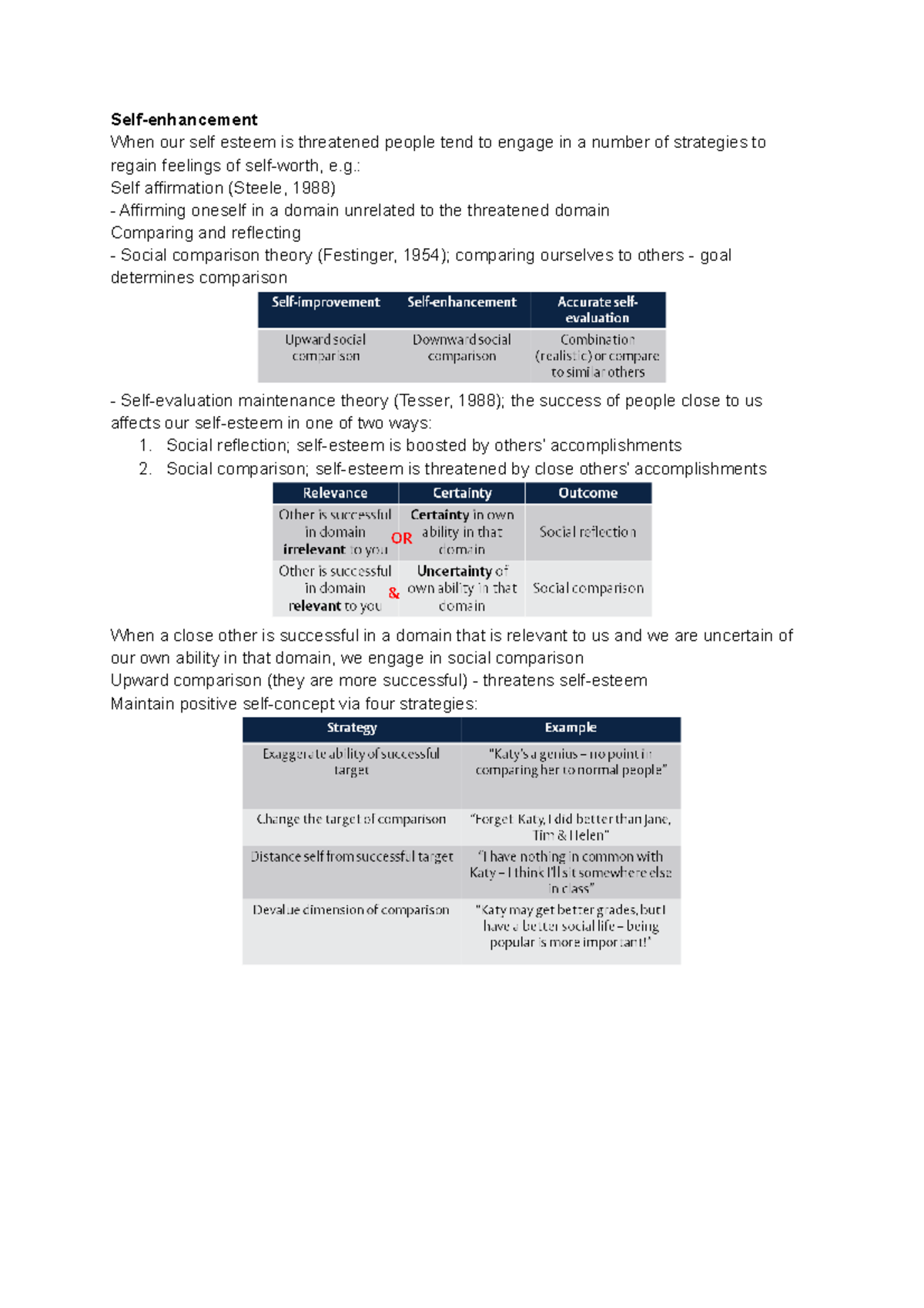 Selfenhancement summary psychology notes Selfenhancement When our self esteem is