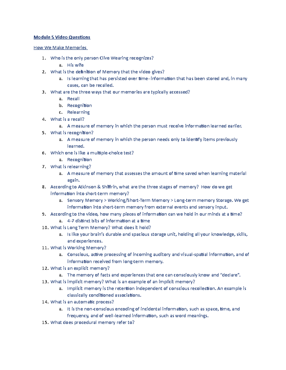 Module 5 Video Questions Module 5 Video Questions How We Make