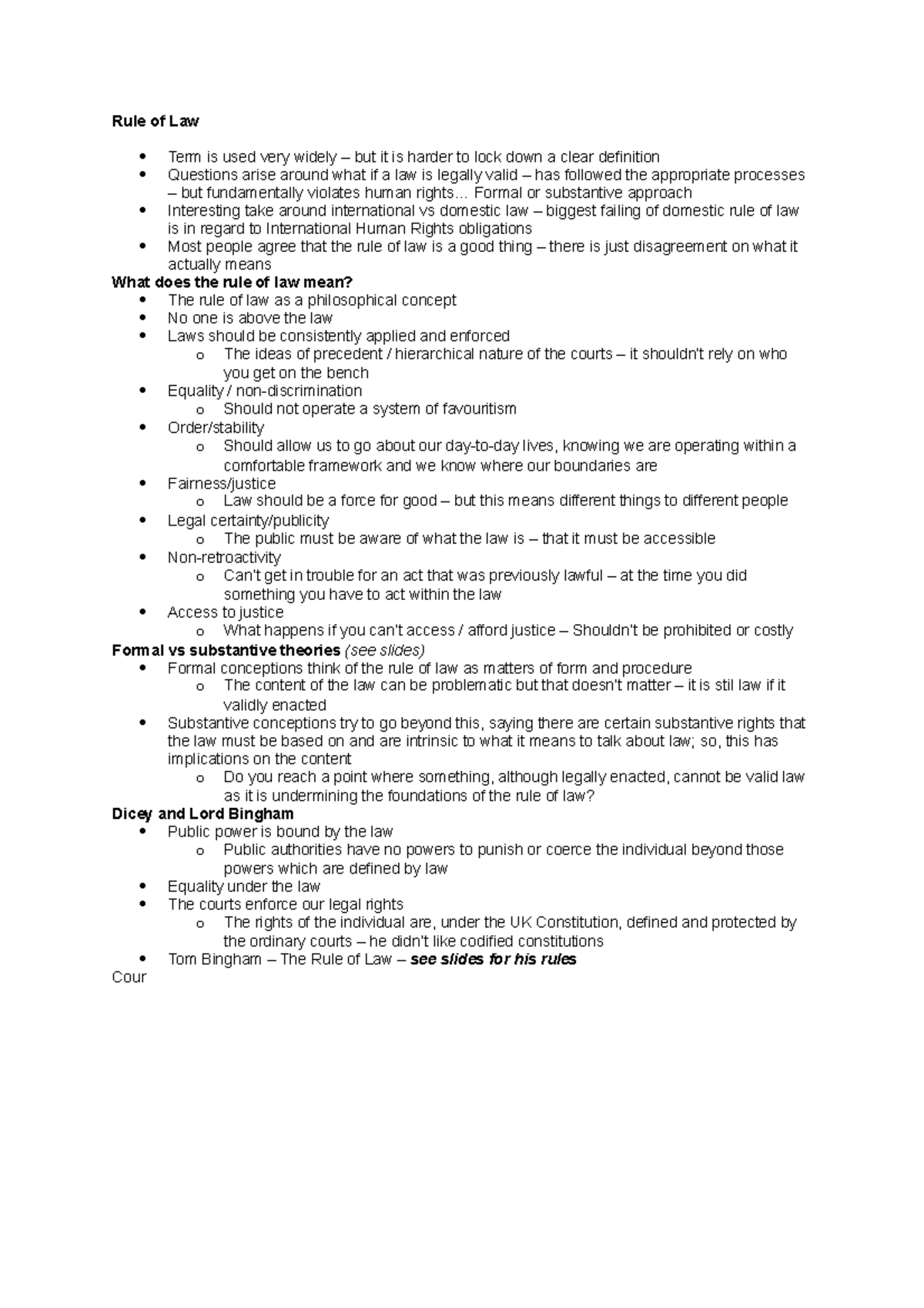 Rule of Law - Lecture - Rule of Law Term is used very widely – but it ...