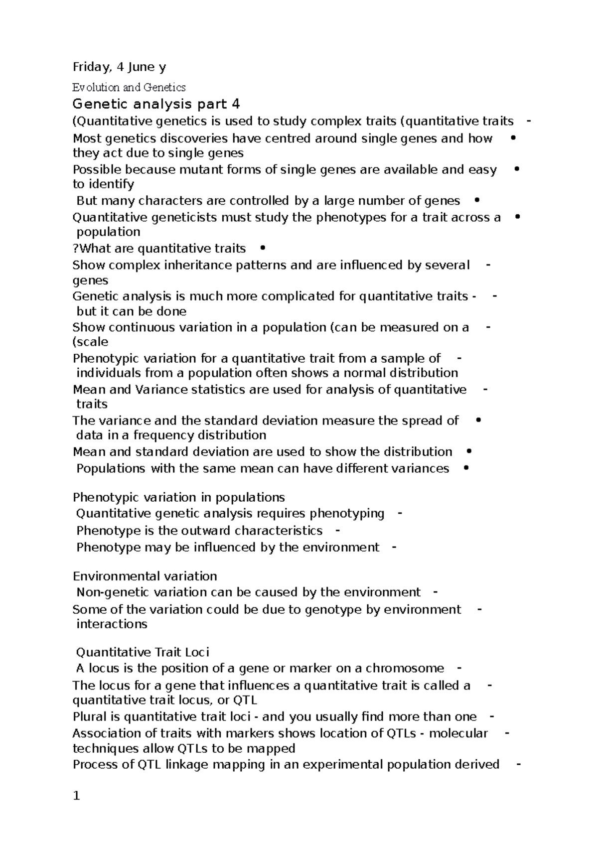 Steele 4 - genetic analysis - Friday, 4 June y Evolution and Genetics ...