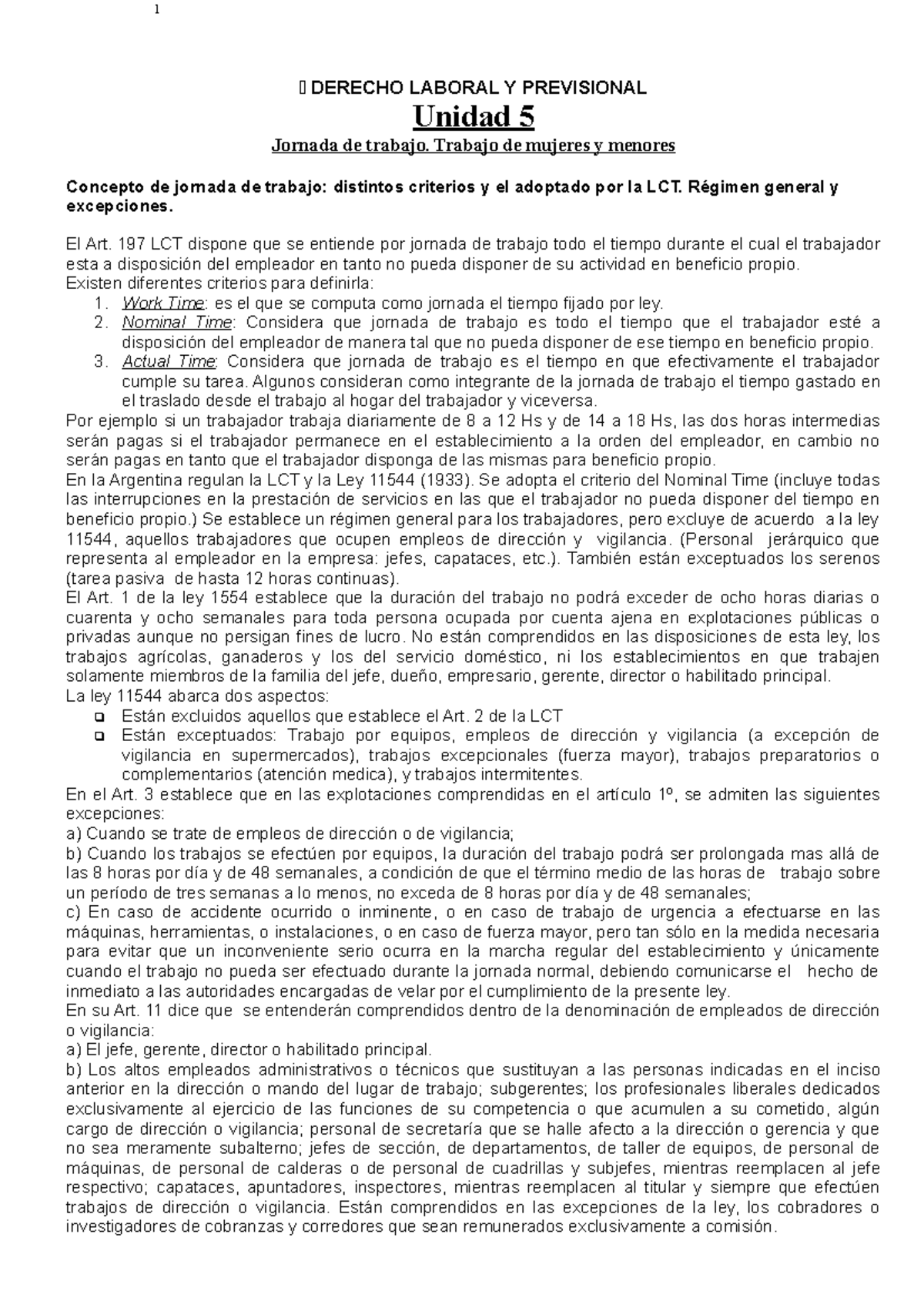 Segundo Parcial laboral - 1 DERECHO LABORAL Y PREVISIONAL Unidad 5 ...