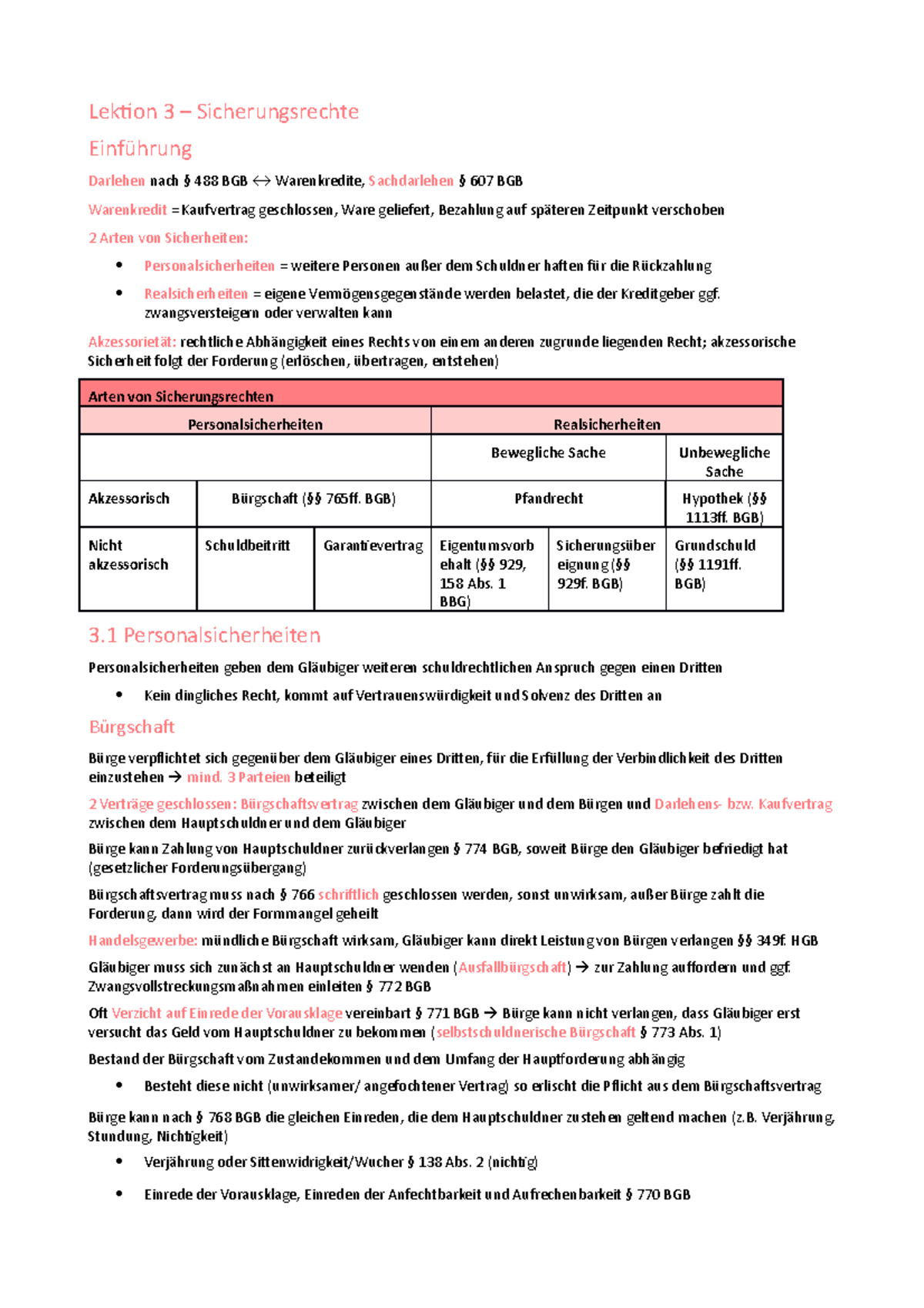 3-zusammenfassung-lektion-3-sicherungsrechte-einf-hrung-darlehen