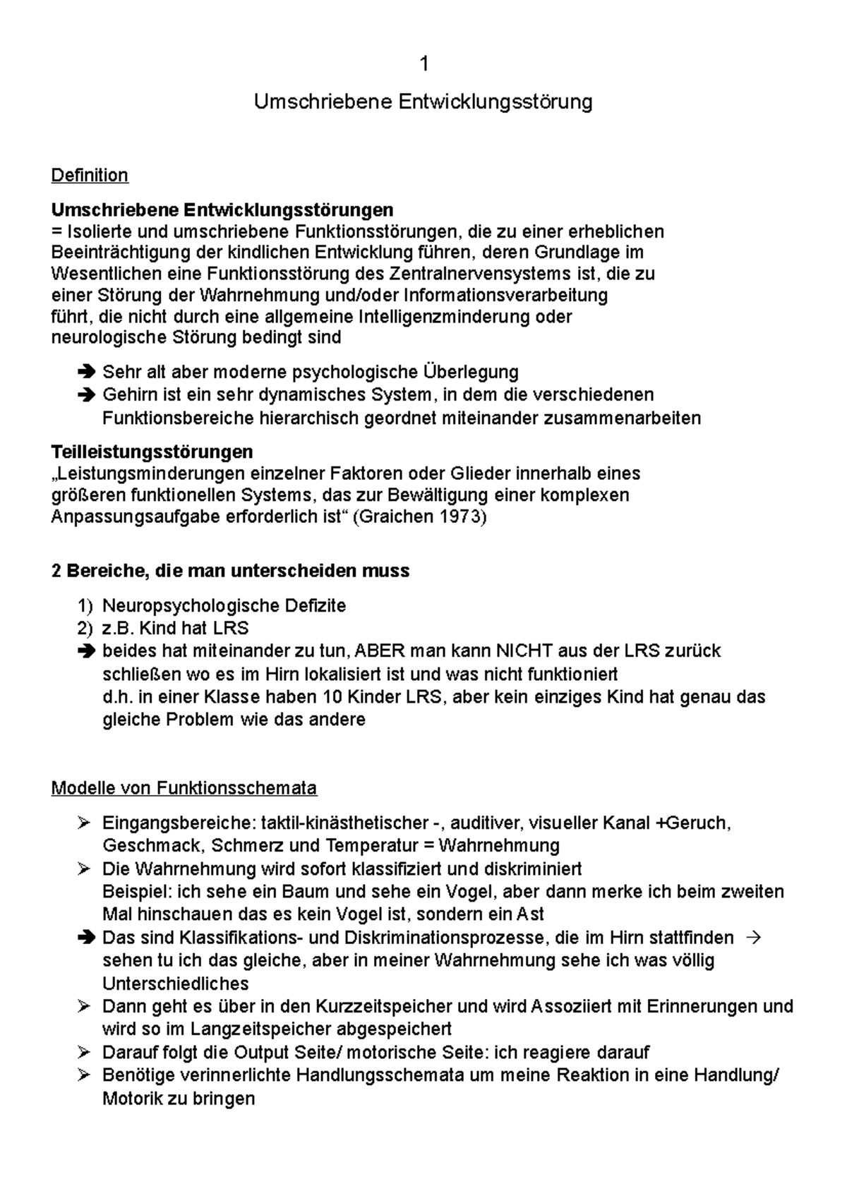 Vorlesung 1Umschriebene Entwicklungsstörung 1 Umschriebene