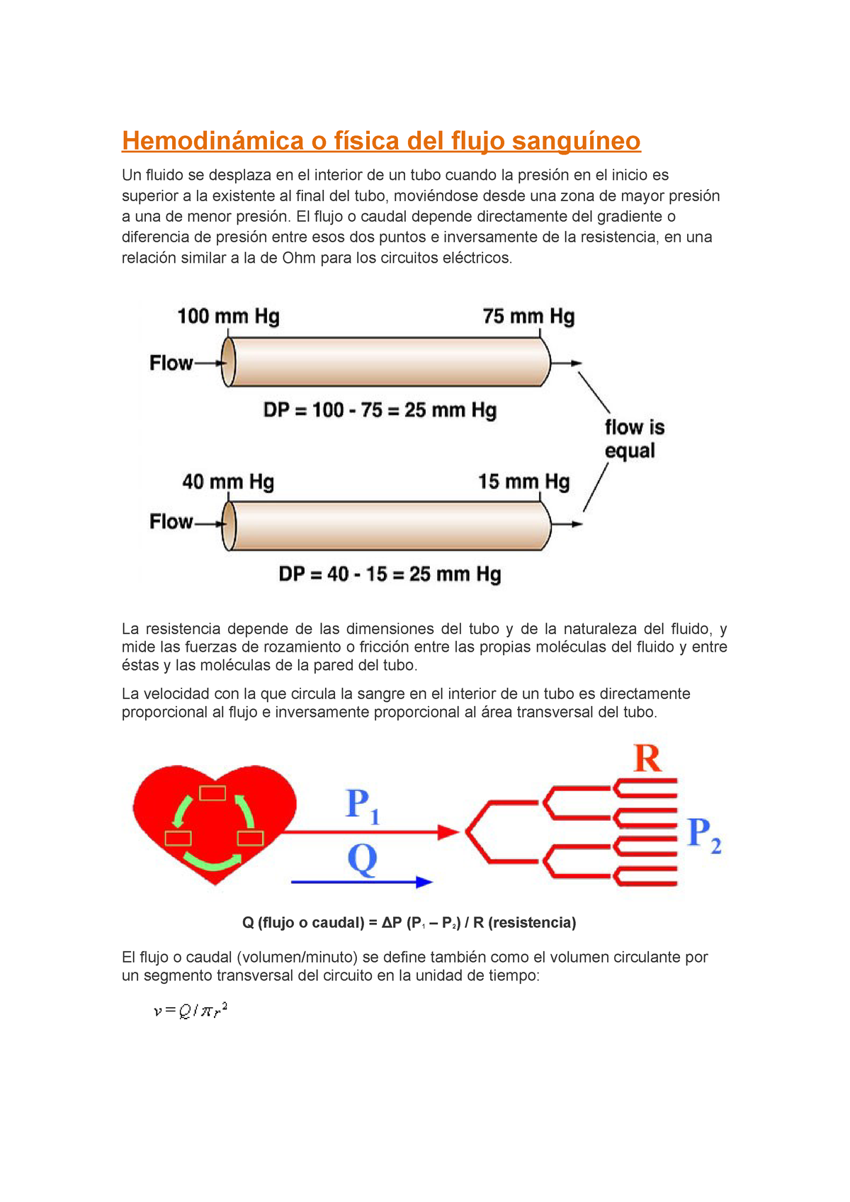 Hemodinamica Y Relacion Entre Presion Fluido Resistencia Studocu