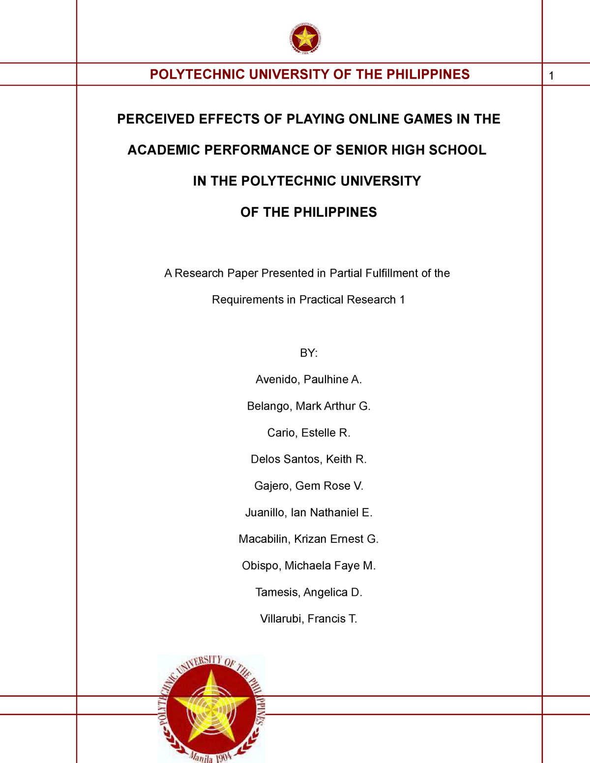 effects of playing online games research paper