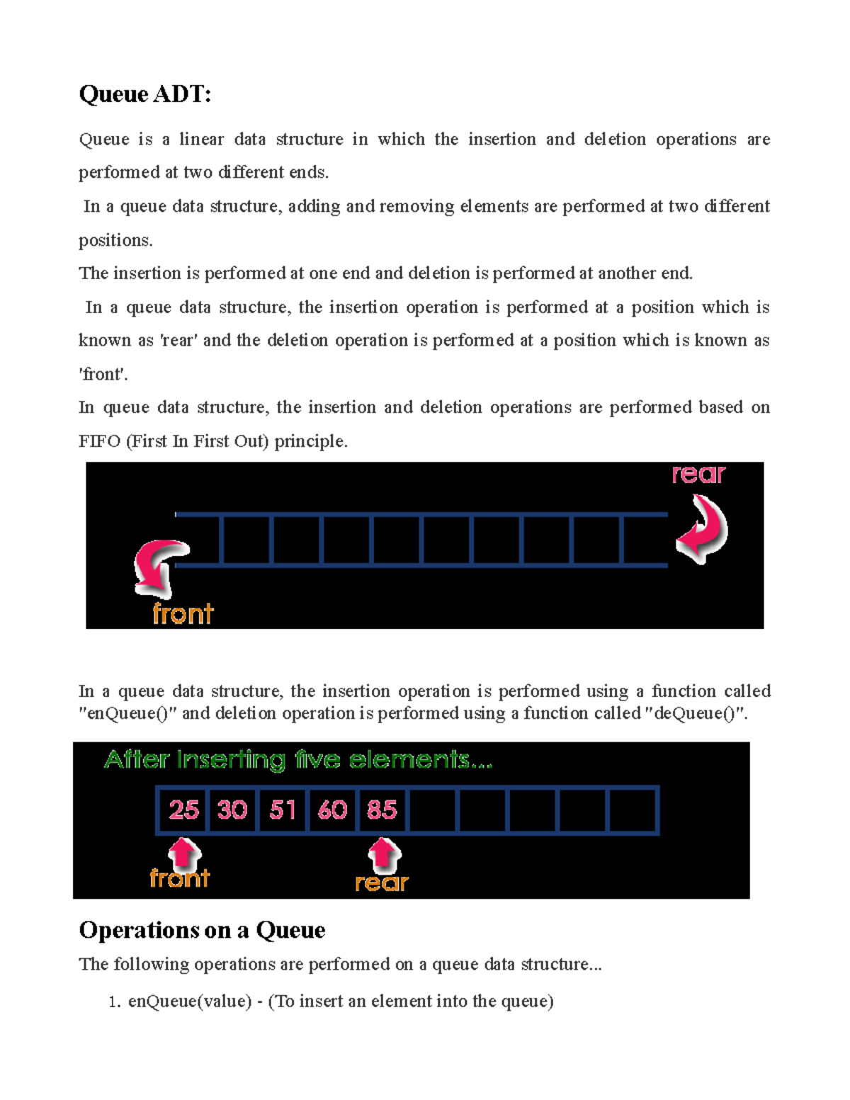 Dsunit-IQueue Notes - Data Structures - Queue ADT: Queue is a linear ...