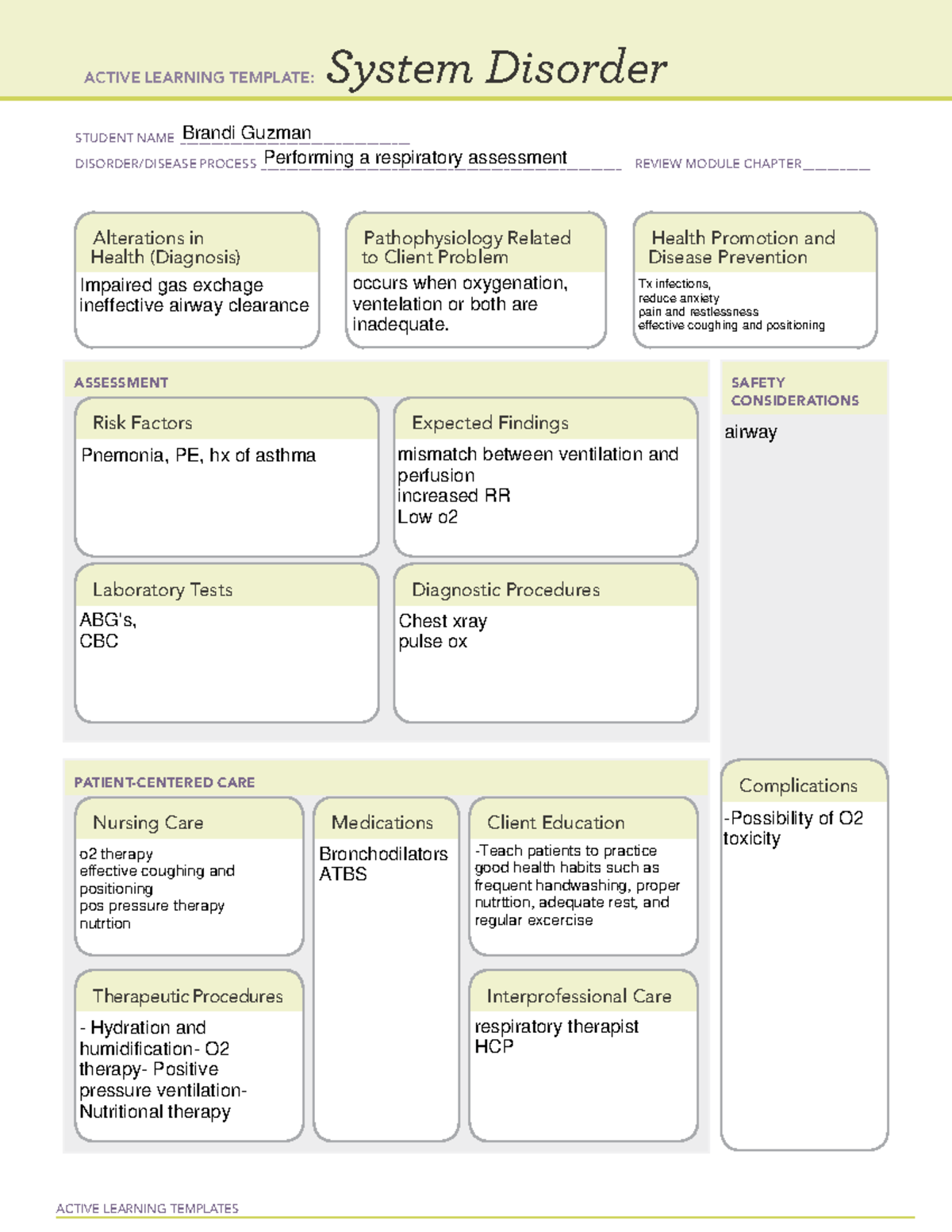 Performing a respiratory assessment - ACTIVE LEARNING TEMPLATES System ...