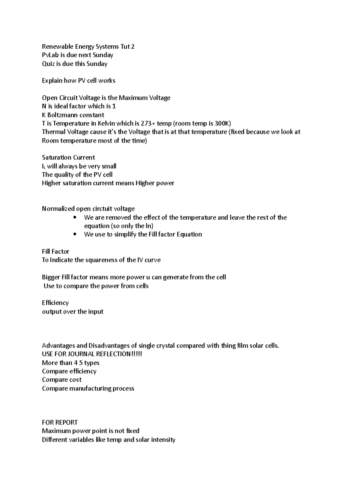 Renewable Energy Systems Tut 2 - USE FOR JOURNAL REFLECTION!!!!! More ...