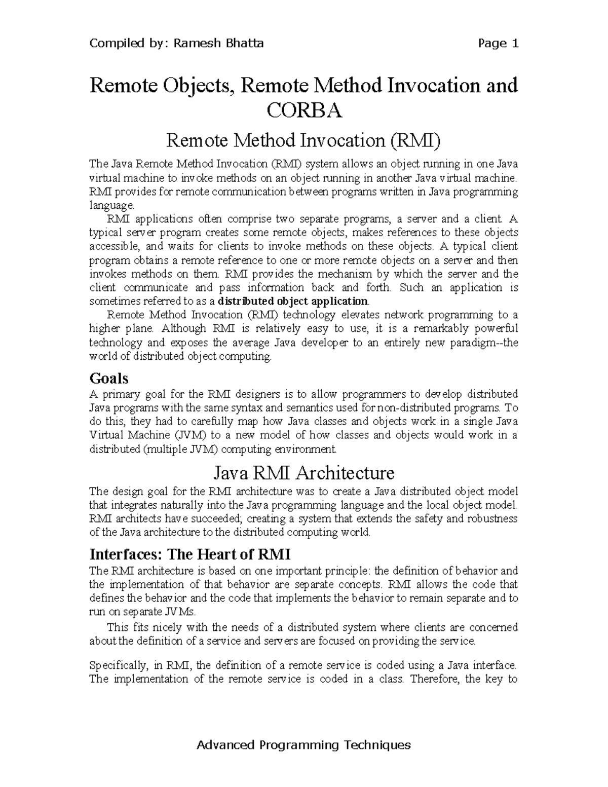 RMI Corba - RMI java - Remote Objects, Remote Method Invocation and ...