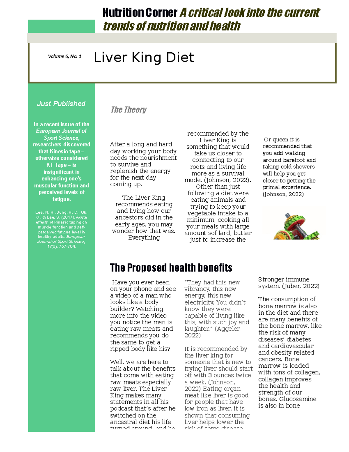 Mass Media project Volume 6, No. 1 Liver King Diet “They had this new