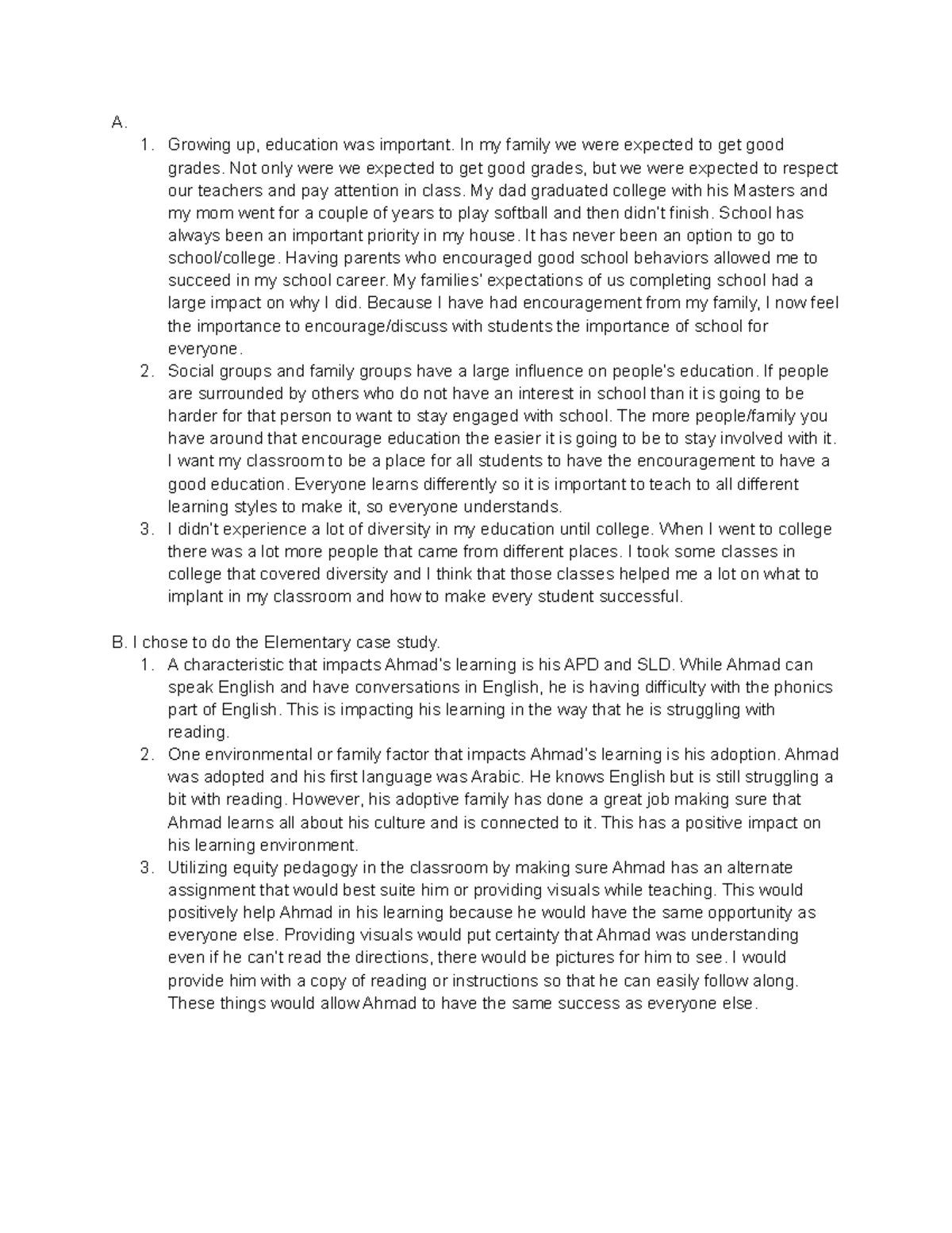 KHM2 TASK1 try 2 - Course work - A. Growing up, education was important ...