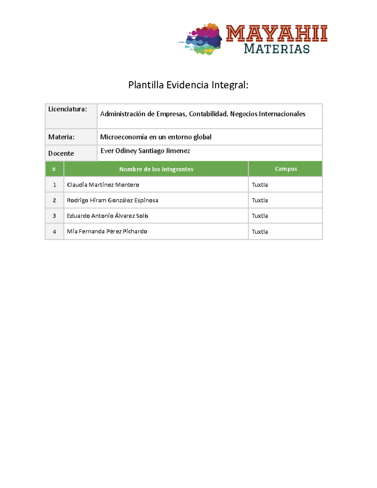 Copia De Plantilla Evidencia Integral Microeconom A Docx