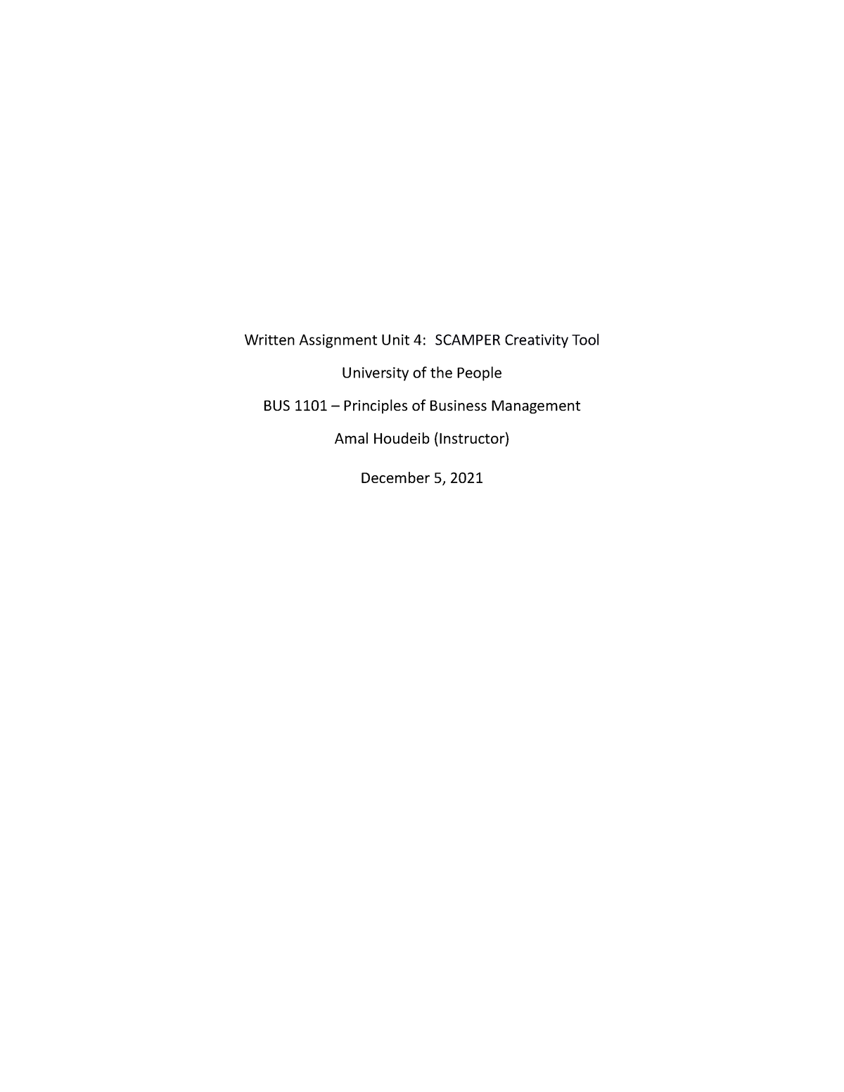 BUS 1101 -Written Assignment Unit 4 - Written Assignment Unit 4 ...