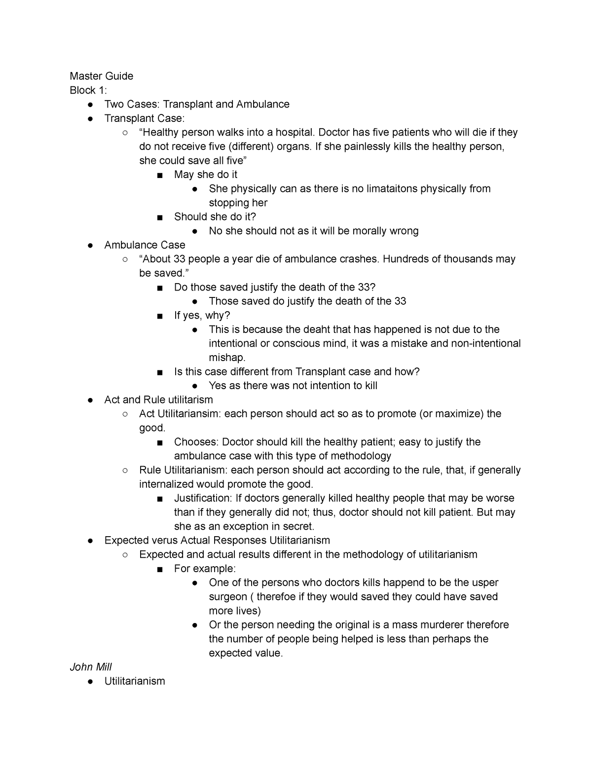 Block I - Notes - Master Guide Block 1: Two Cases: Transplant and ...