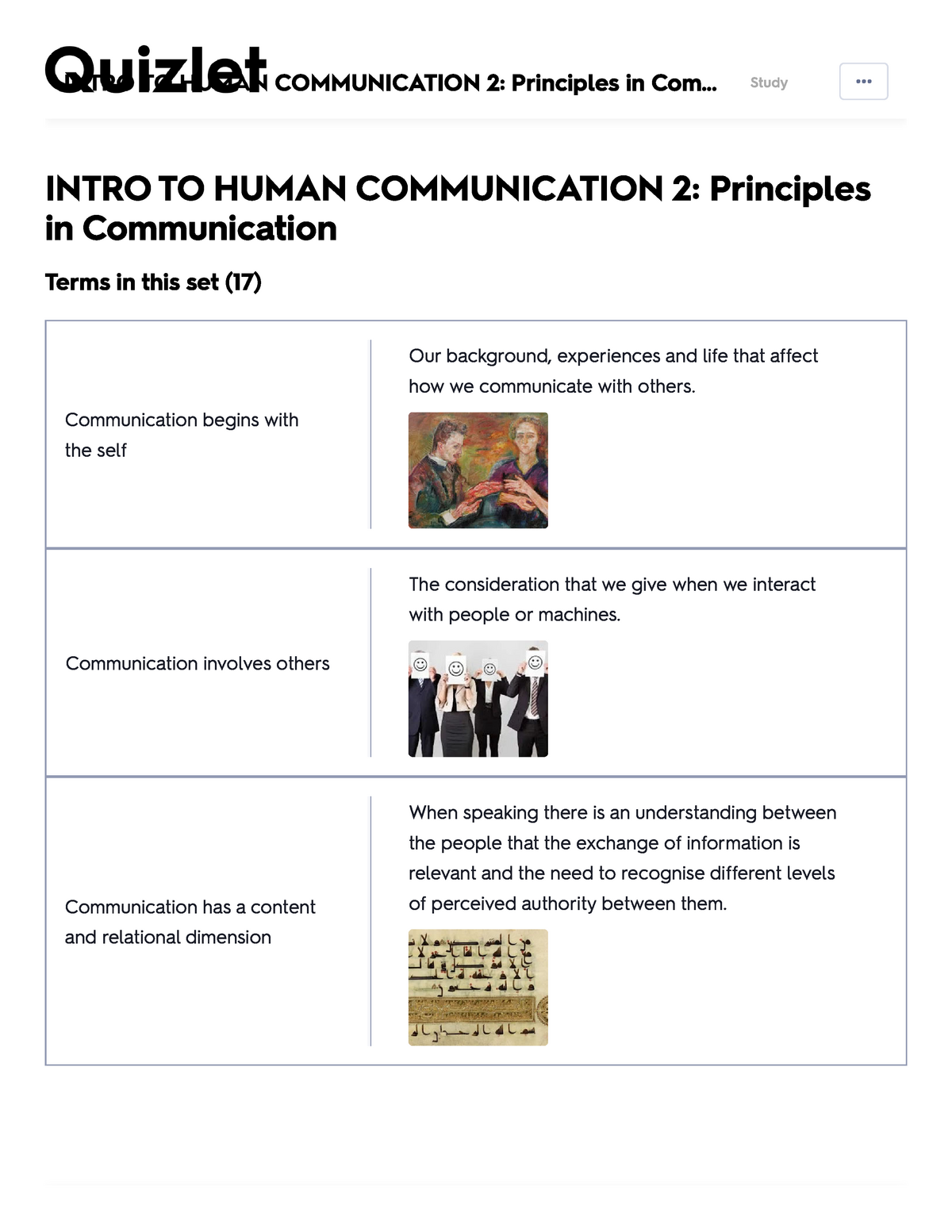 Intro TO Human Communication 2 Principles In Communication Flashcards ...