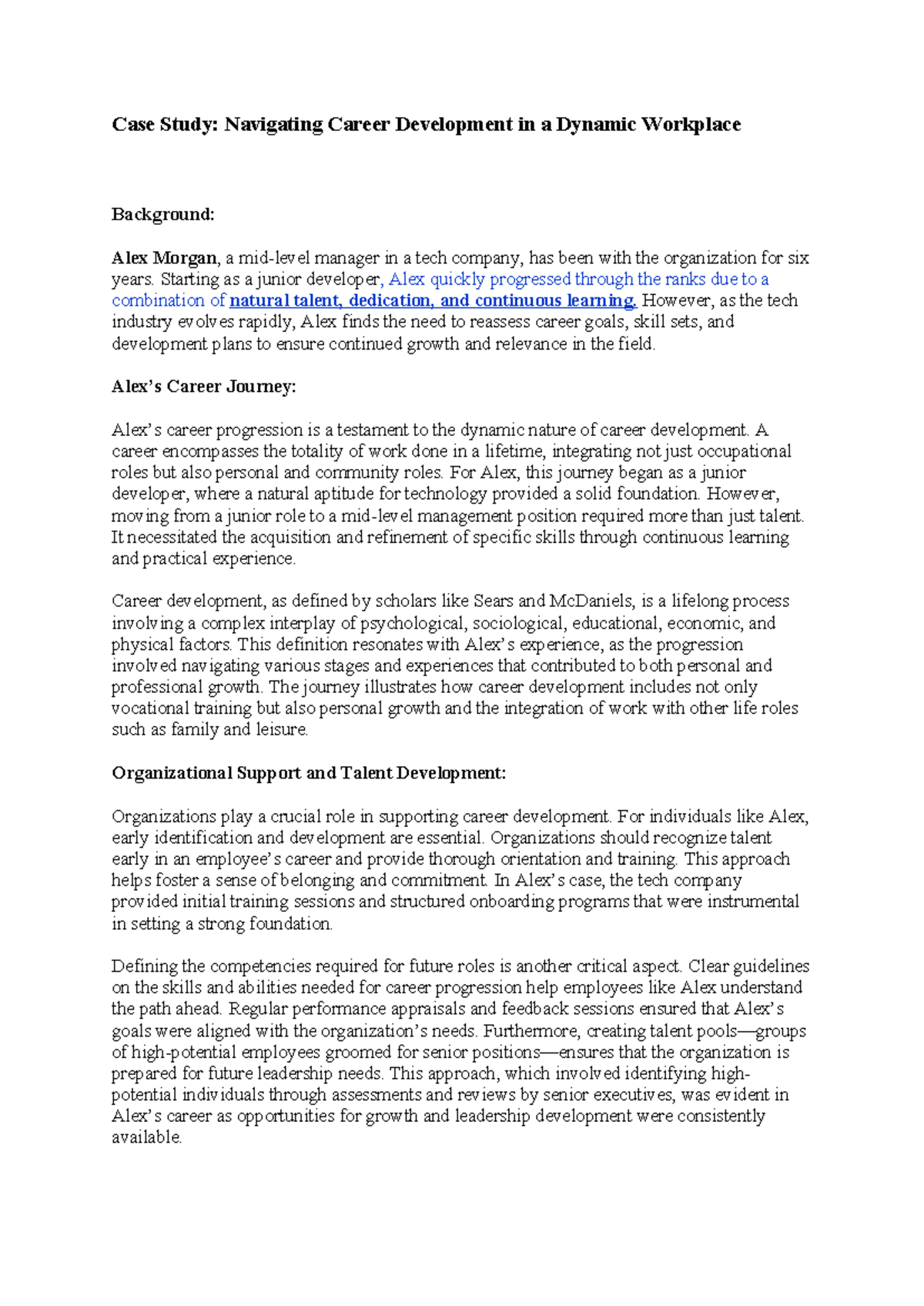 Case Study ALex Career Development Questions-Nurul - Case Study ...