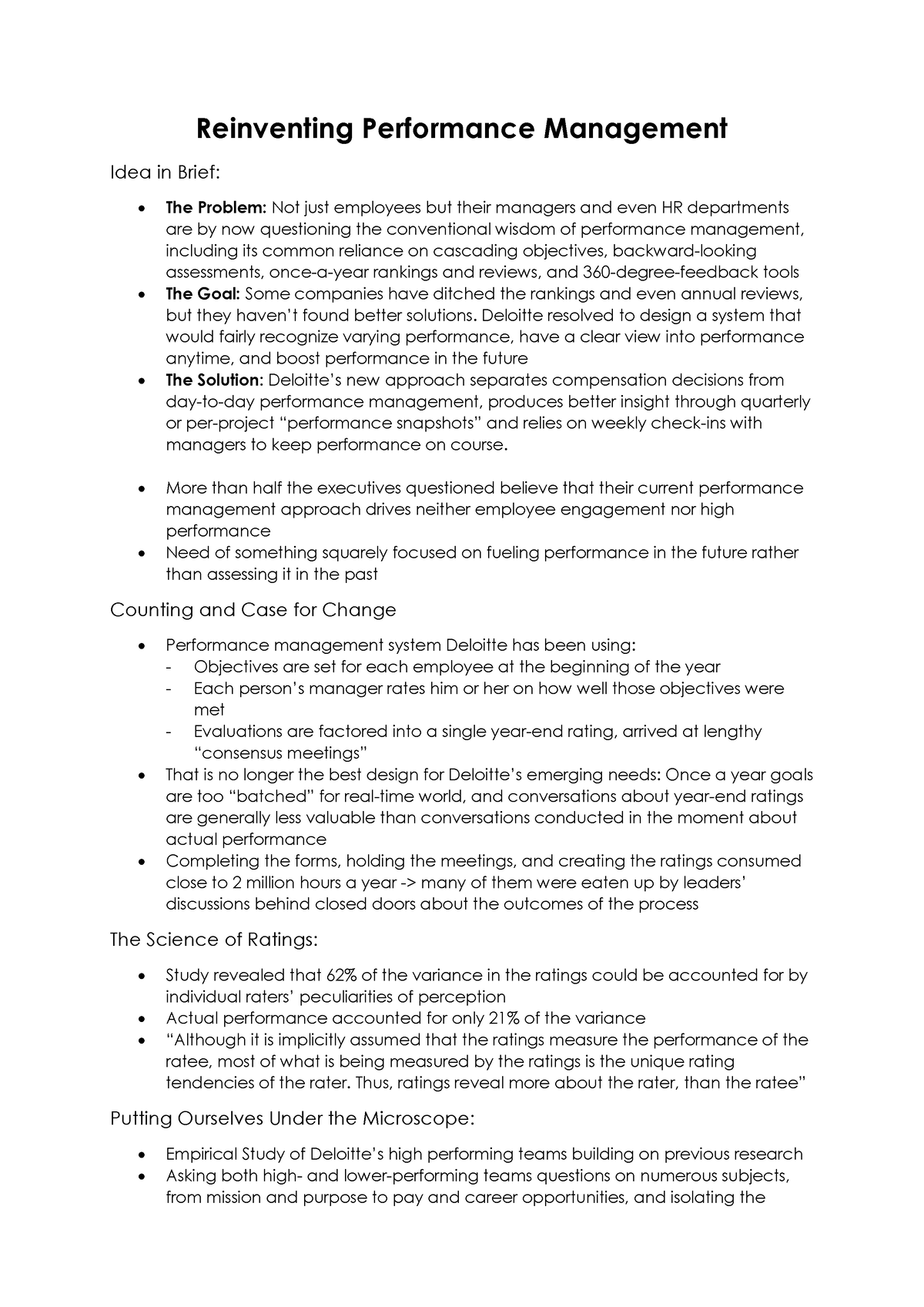 Reinventing Performance Management - Deloitte Resolved To Design A 