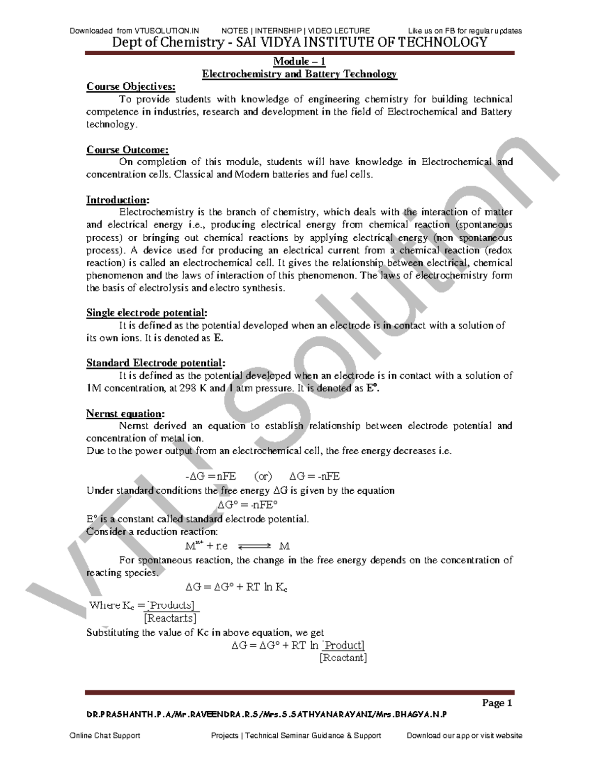 VTU Notes Engineering Chemistry Downloaded from VTUSOLUTION NOTES