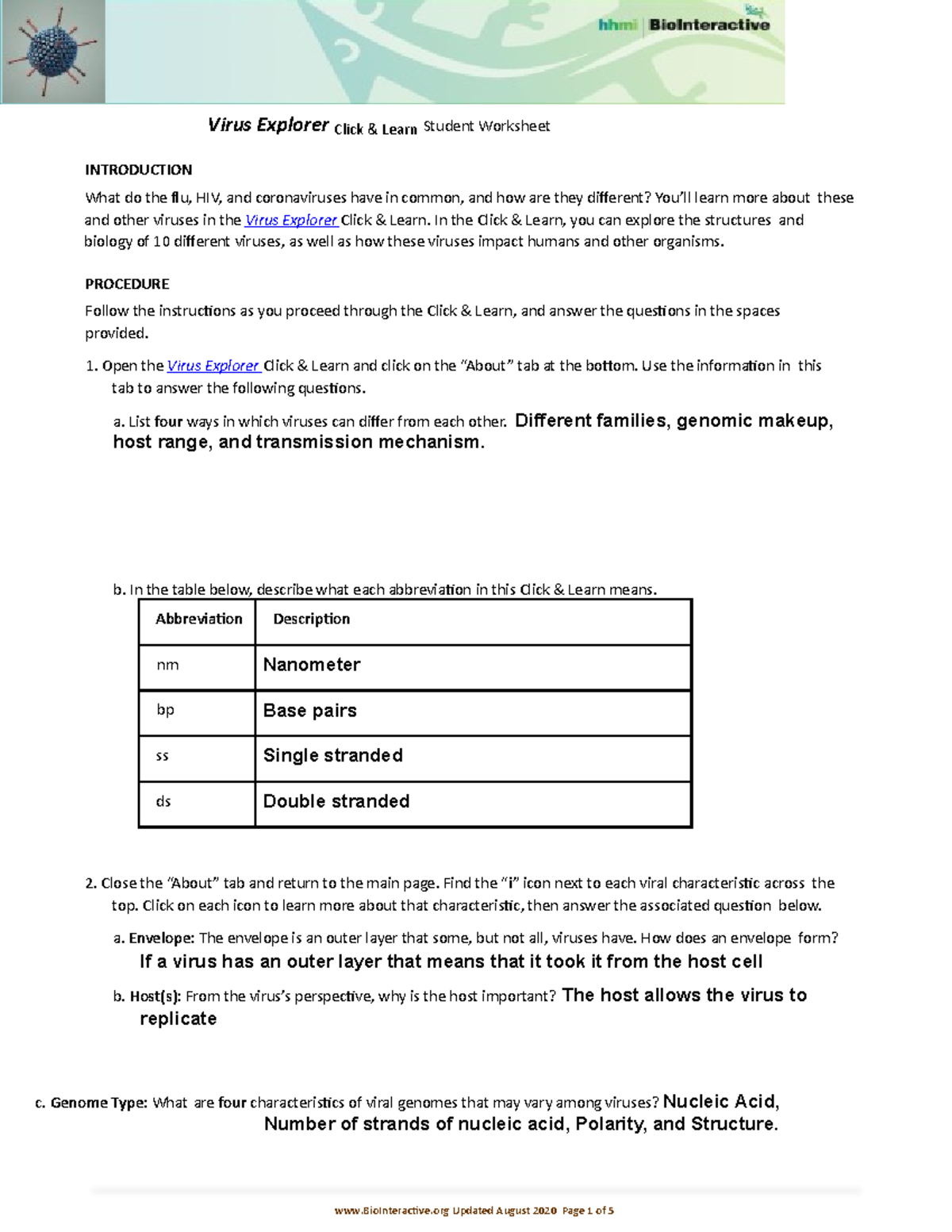 Insiya Patanwala - Virus Explorer-Student WS-CL - Virus Explorer Click  & Learn Student Worksheet - Studocu
