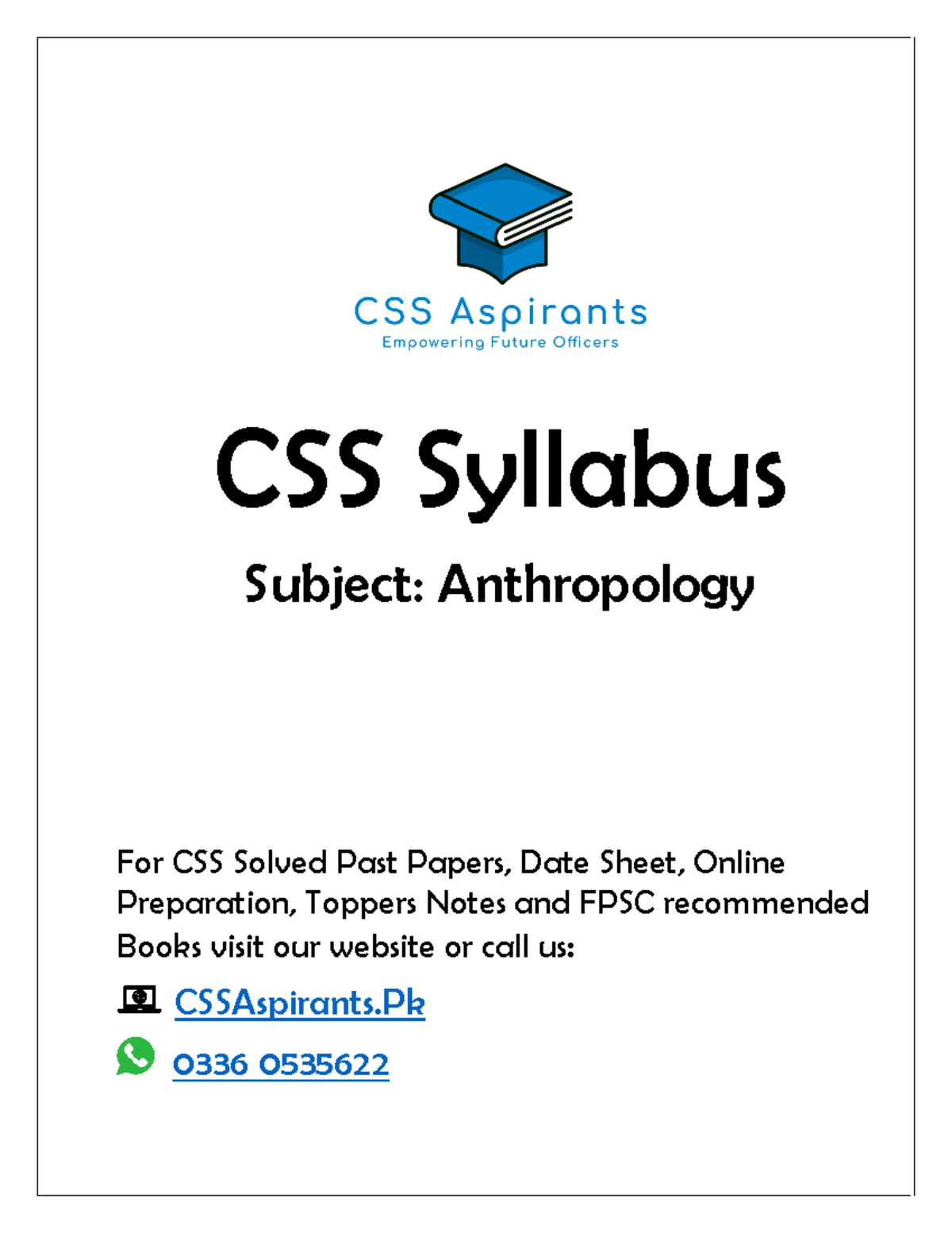 Anthropology-CSS-Syllabus - CSS Syllabus Subject: Anthropology For CSS ...