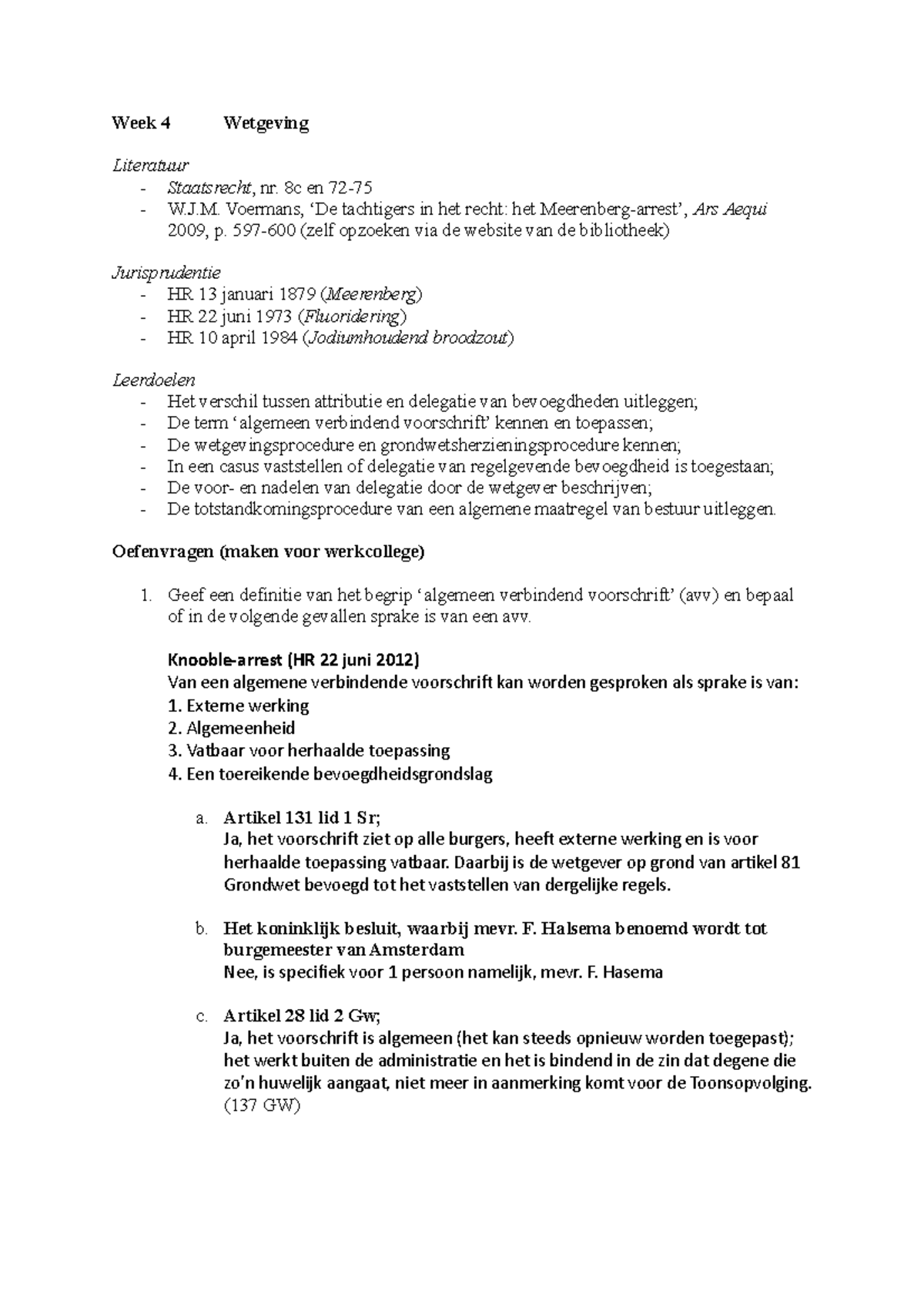 19week4vragen - Werkgroepuitwerkingen Van Het Vak Constitutioneel Recht ...