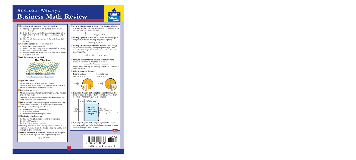 Busmath review card - …zzzz - Writing a fraction as a percent First ...