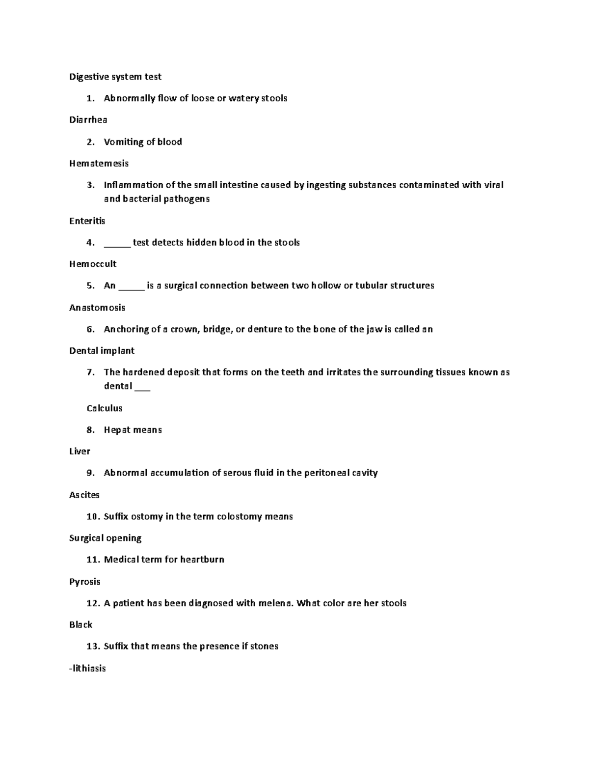 Digestive system test - Abnormally flow of loose or watery stools ...