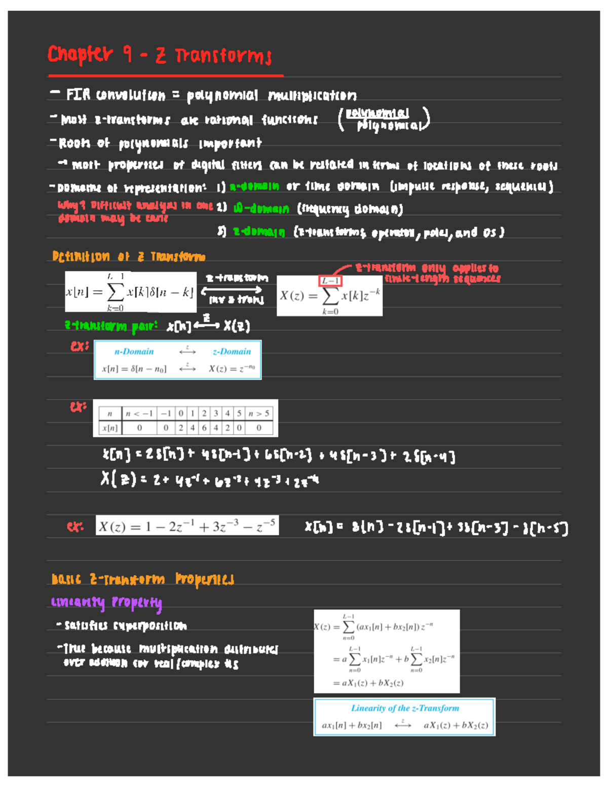 Chapter 9 Notes - Z Transforms - !