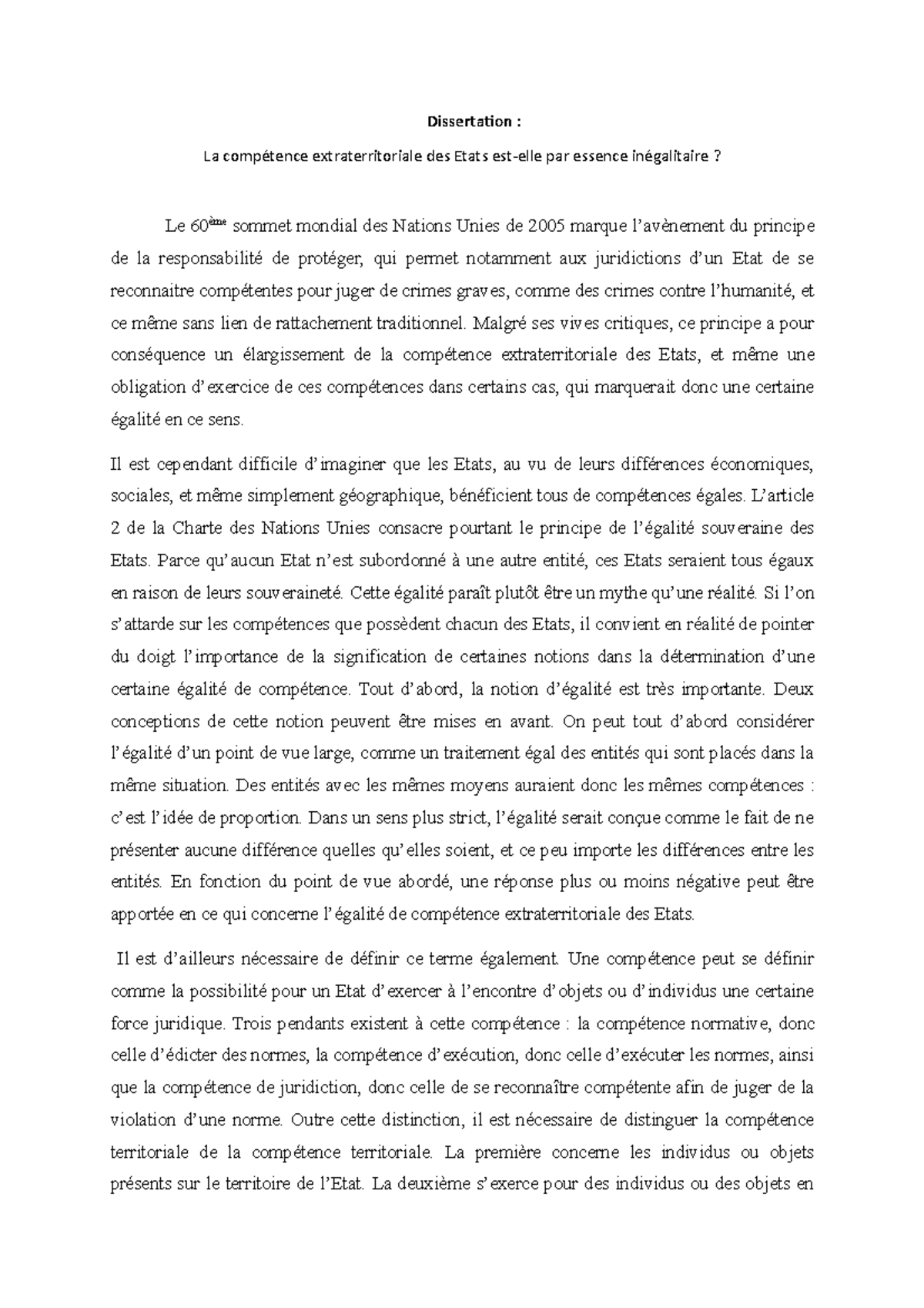 dissertation les sujets du droit international public