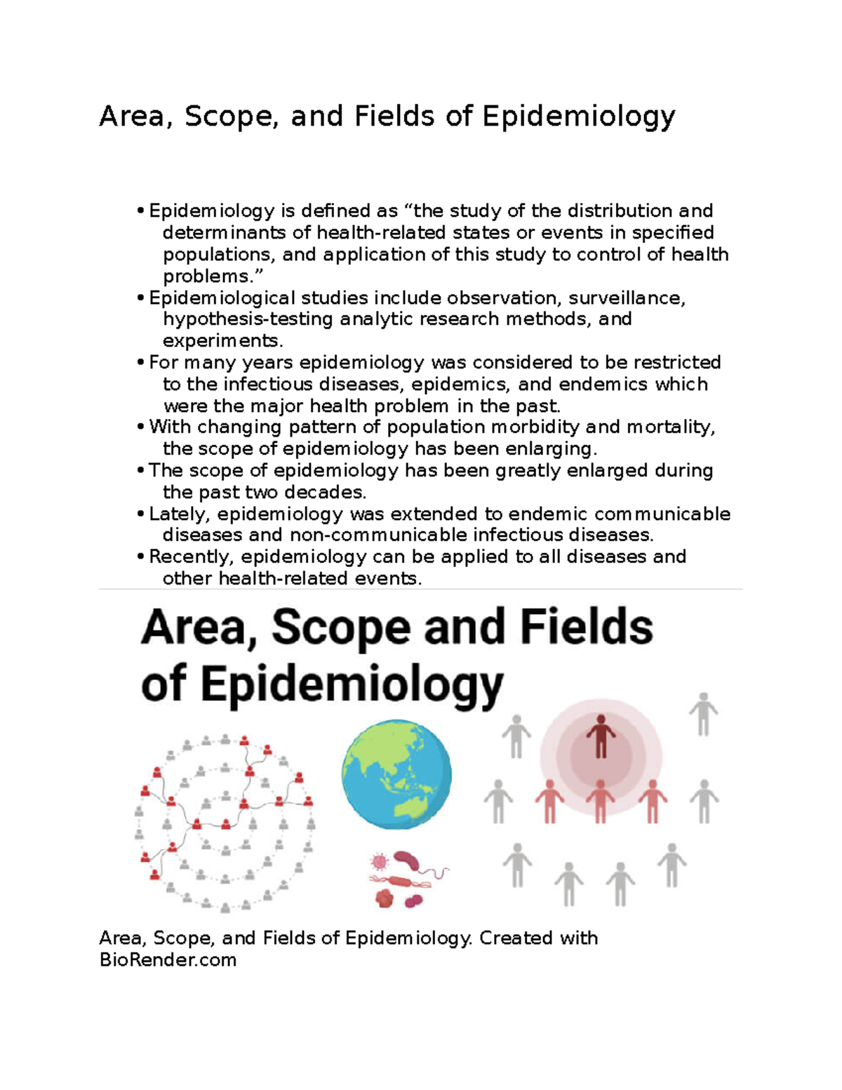 Area, Scope, and Fields of Epidemiology ” Epidemiological studies