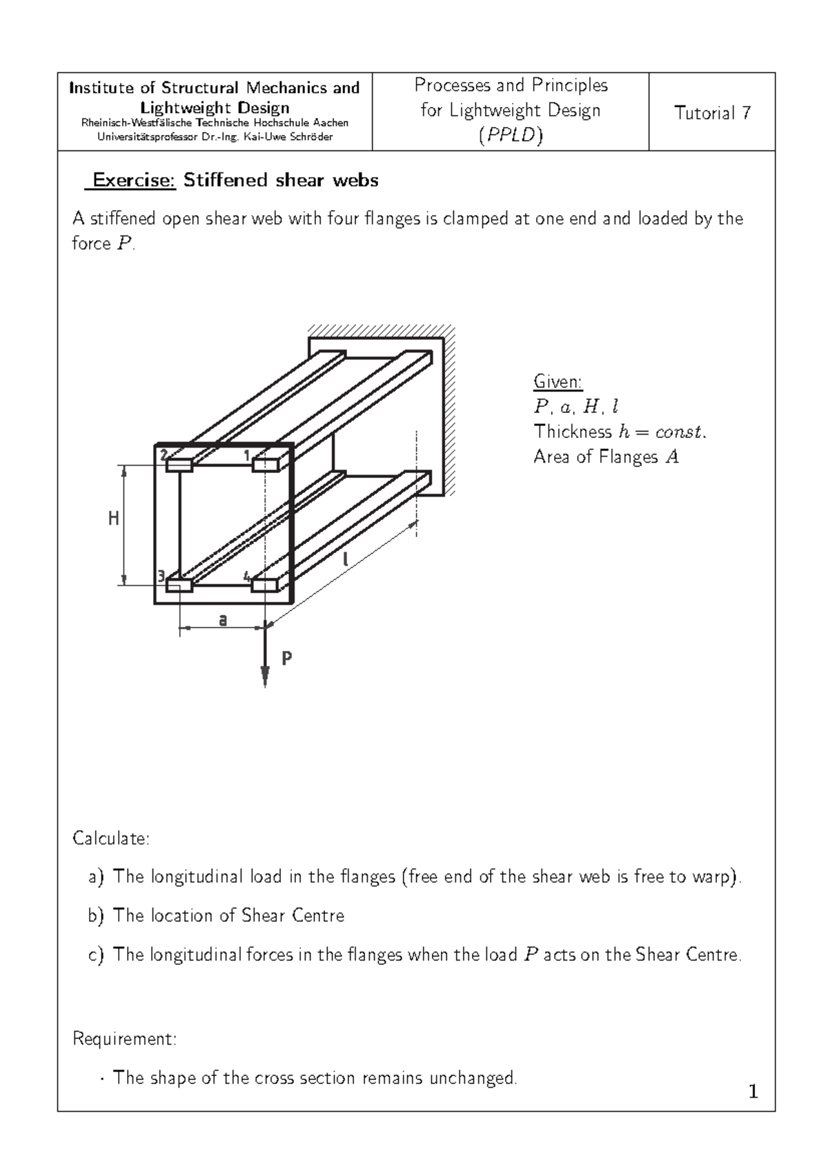 Beam with shear webs and stiffeners - Institute of Structural Mechanics ...