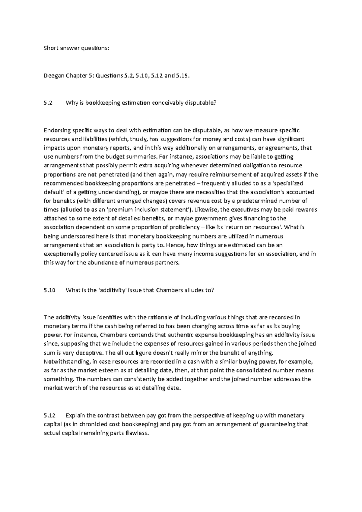 Tut 8 - Tut 8 - Short answer questions: Deegan Chapter 5: Questions 5 ...