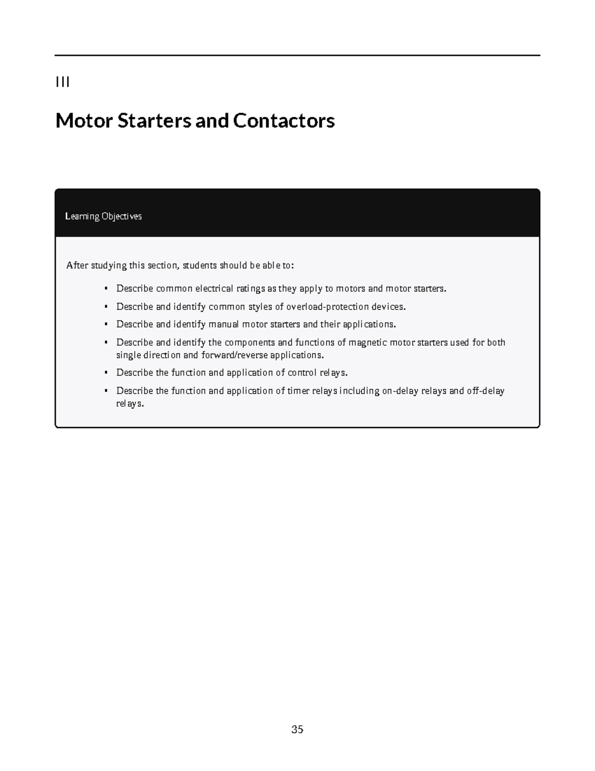 Motor control chapter 3 - III Motor Starters and Contactors Learning ...