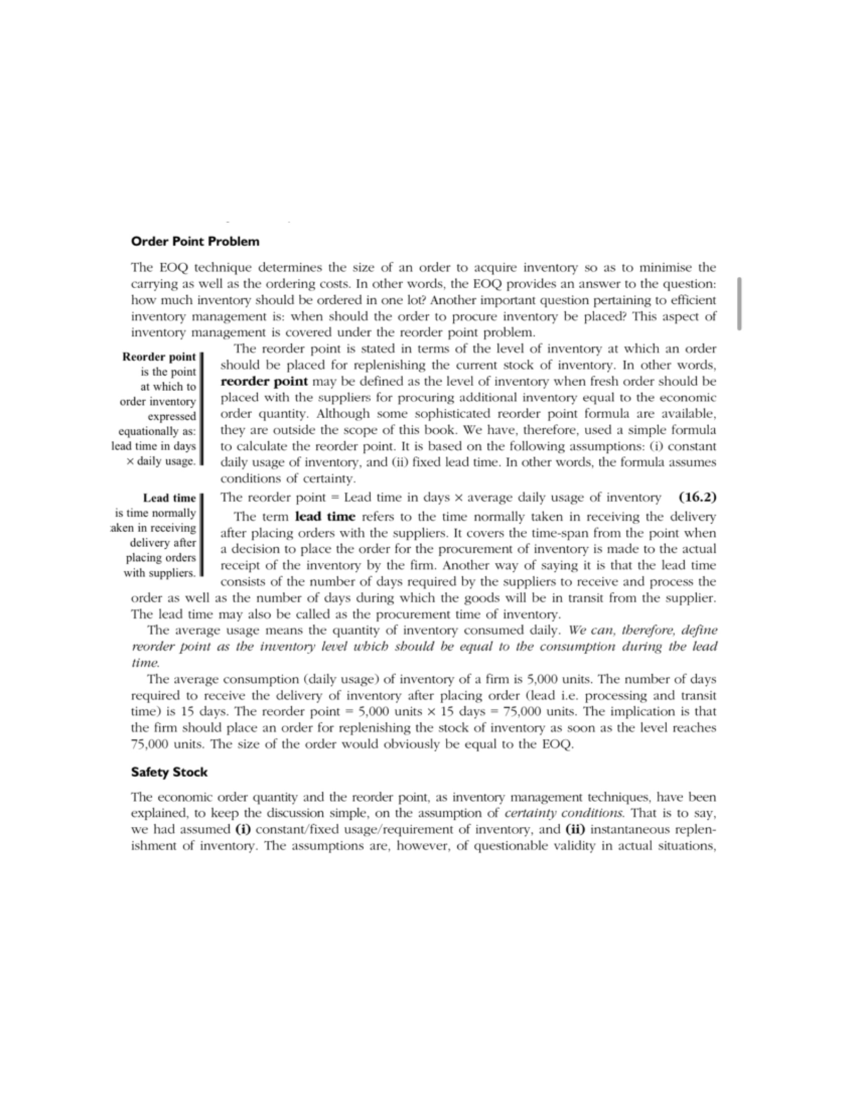 Order Point Problem - Financial Management - Studocu