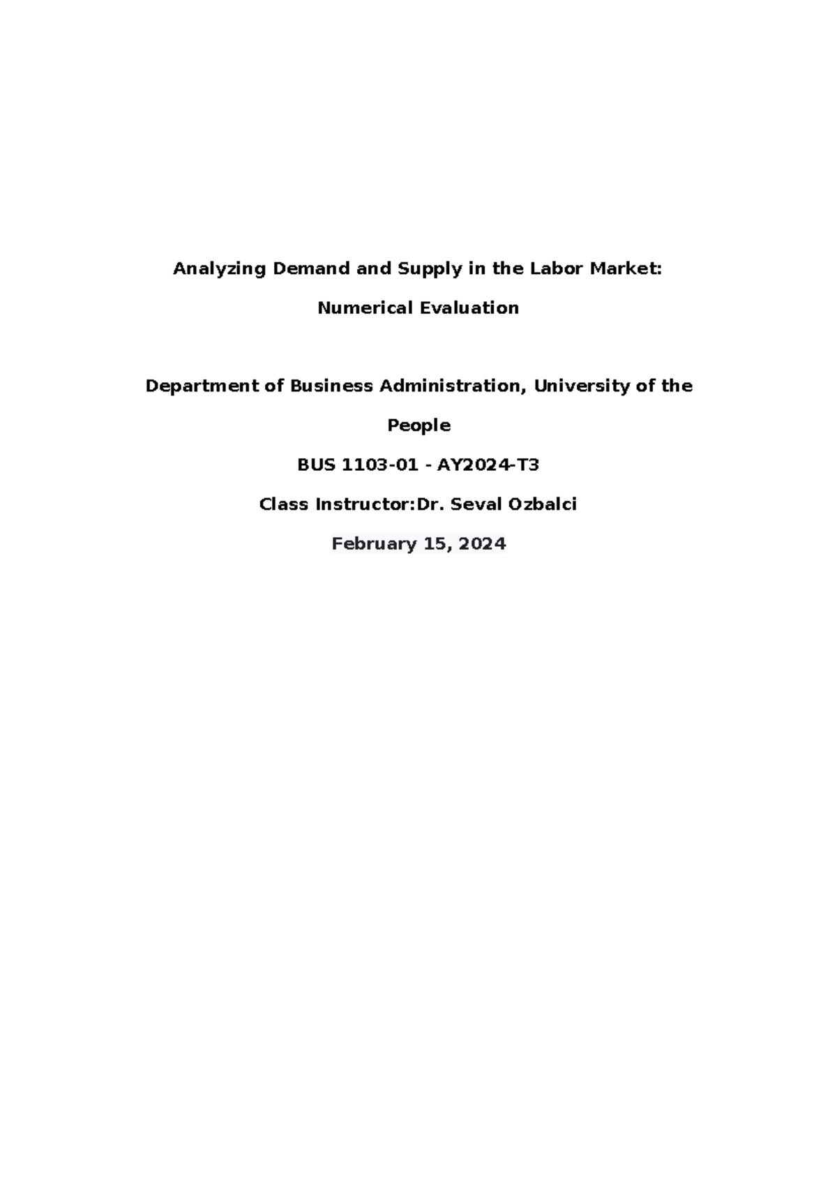 Analyzing Demand and Supply in the Labor Market - Analyzing Demand and ...