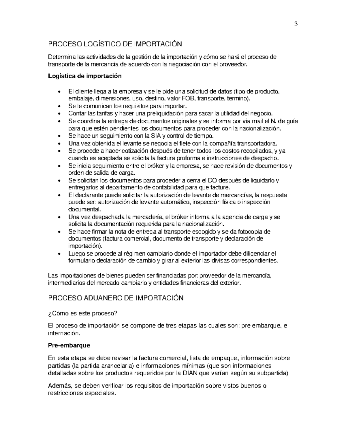Proceso DE Importación - 3 PROCESO LOGÍSTICO DE IMPORTACIÓN Determina ...