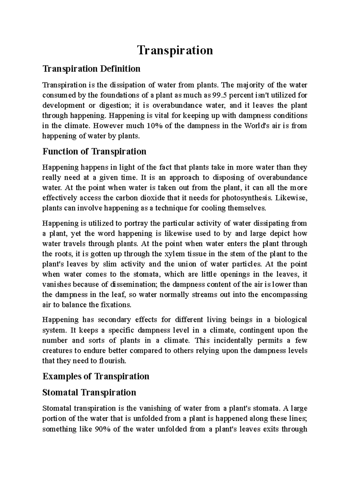 Transpiration Definition Transpiration Definition
