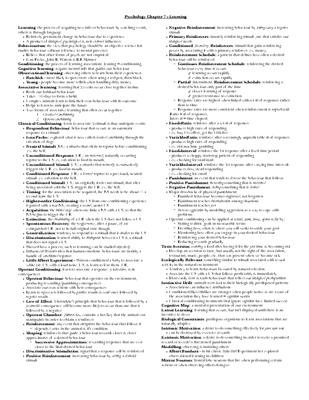 PSYC 100A Notes - Ch. 7 - Dr. Smith Martin - Psychology Chapter 7 ...