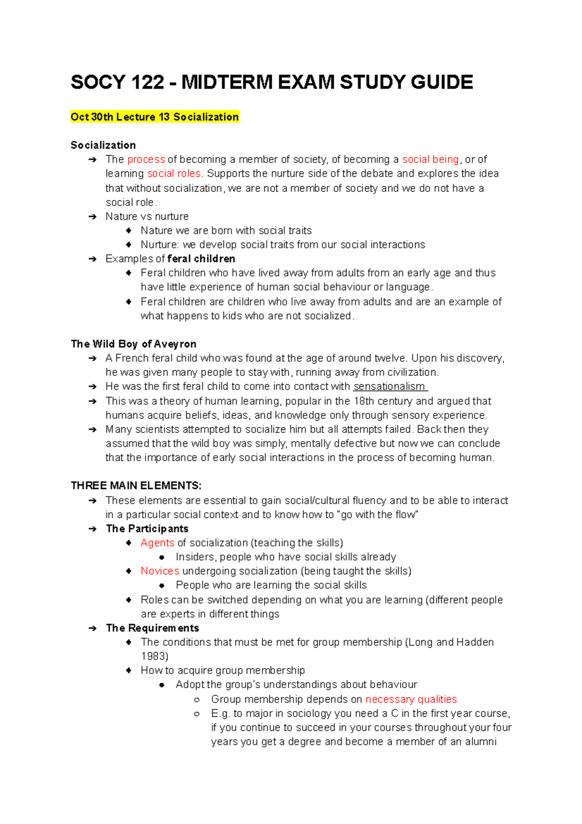 Christmas Exam - SOCY STUD Guide - SOCY 122 - MIDTERM EXAM STUDY GUIDE ...