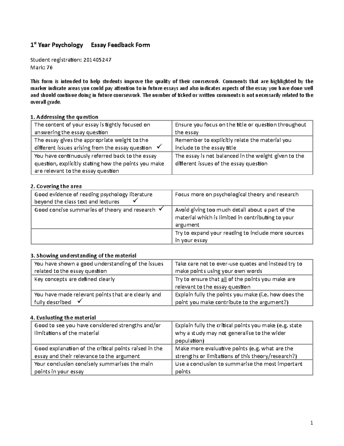 psychology essay practice