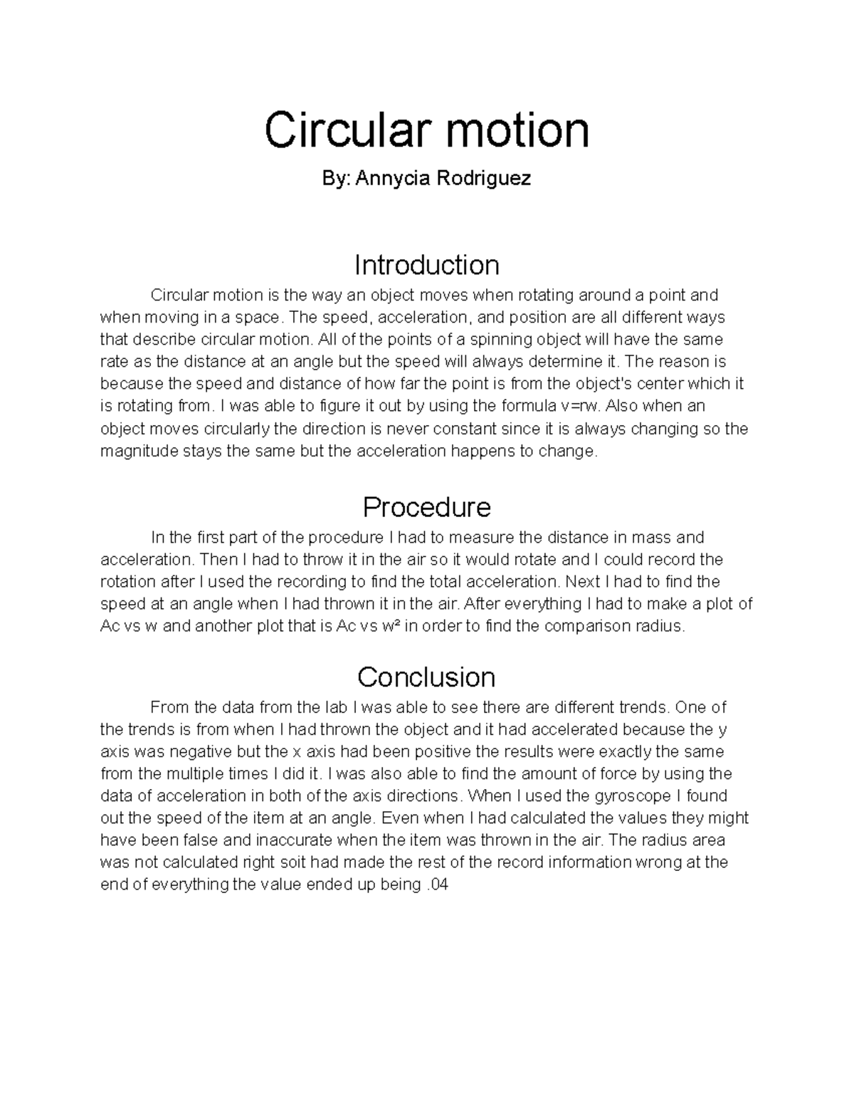 Circular motion - uhguygh - Circular motion By: Annycia Rodriguez ...