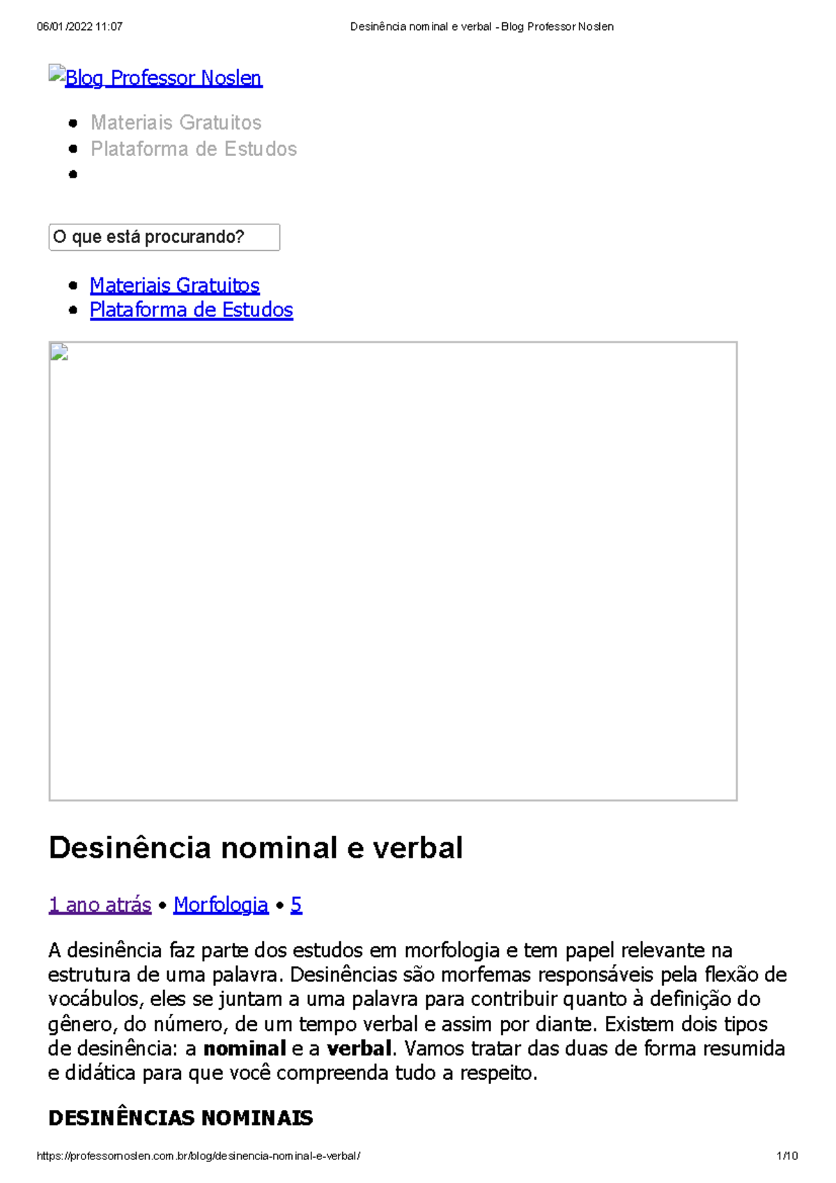 Desinência nominal e verbal - Blog Professor Noslen - Blog Professor ...