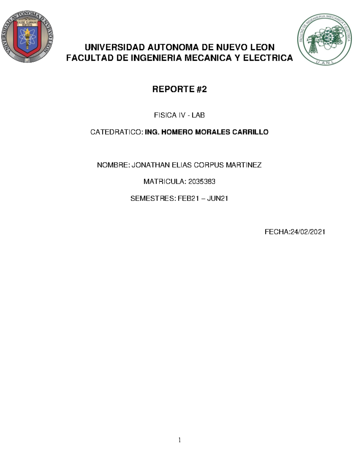 Reporte #2 - Fisica IV - Segunda Practica Correspondiente A La Materia ...