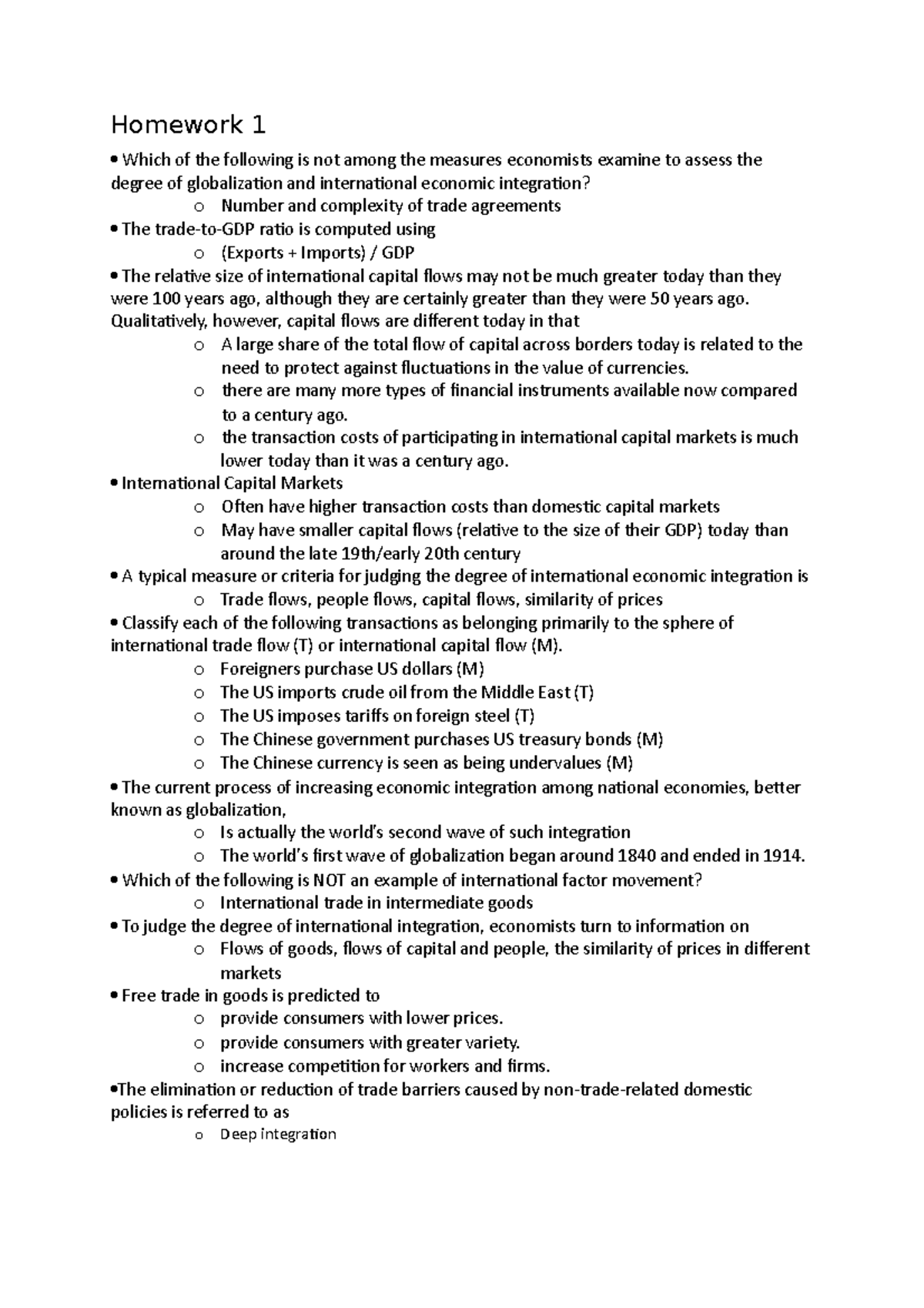 Homework 1 Econ 360 san diego state university Homework 1 Which of