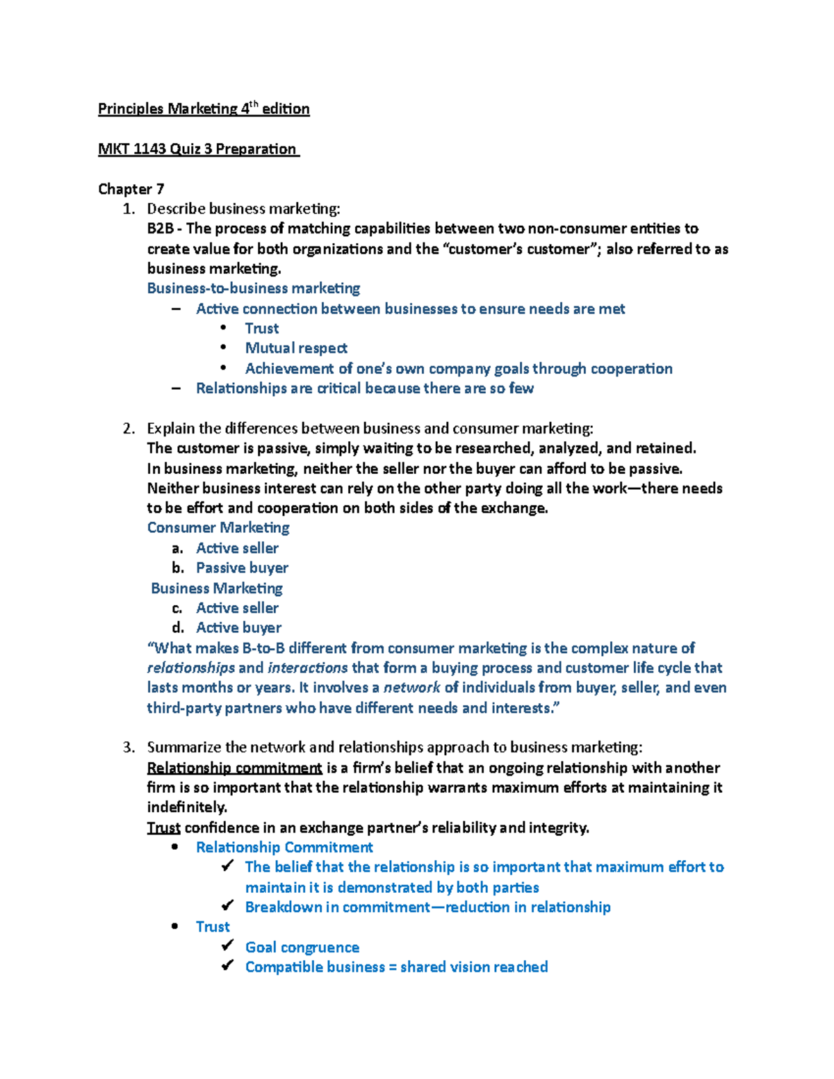 Principles Of Marketing 4th Ed MKT 1143 Quiz 3 Preparation - Principles ...