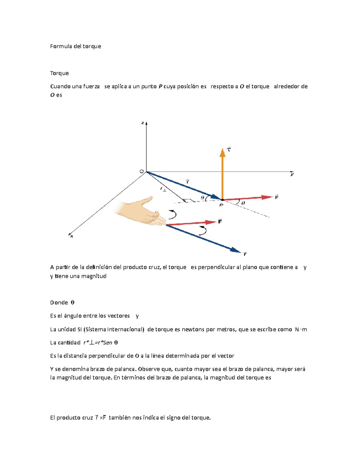 Exposicion mecanica practica 7 Formula del torque Torque Cuando una