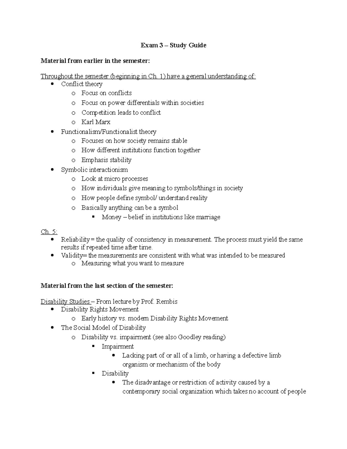 Study Guide 3 - Final EXAM - Introduction To Sociology Exam Study Guide ...