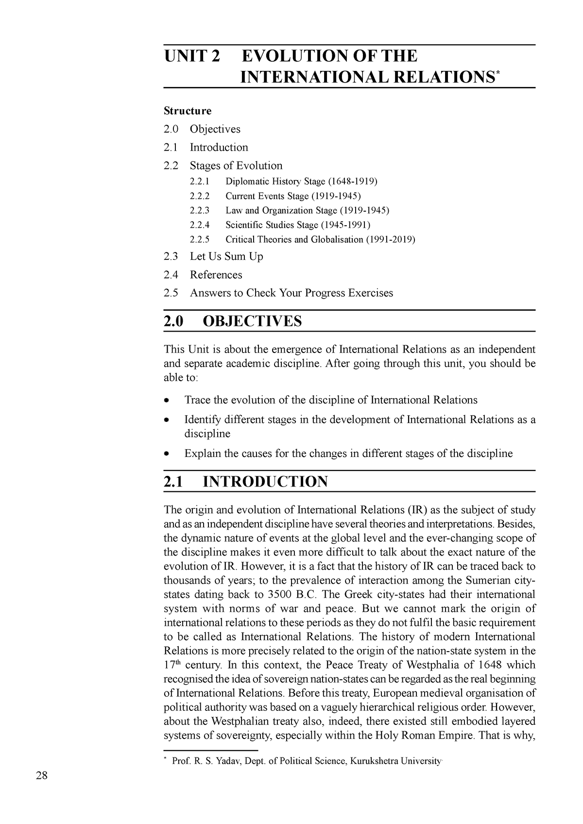 Unit-2 - Studying International Relations UNIT 2 EVOLUTION OF THE ...